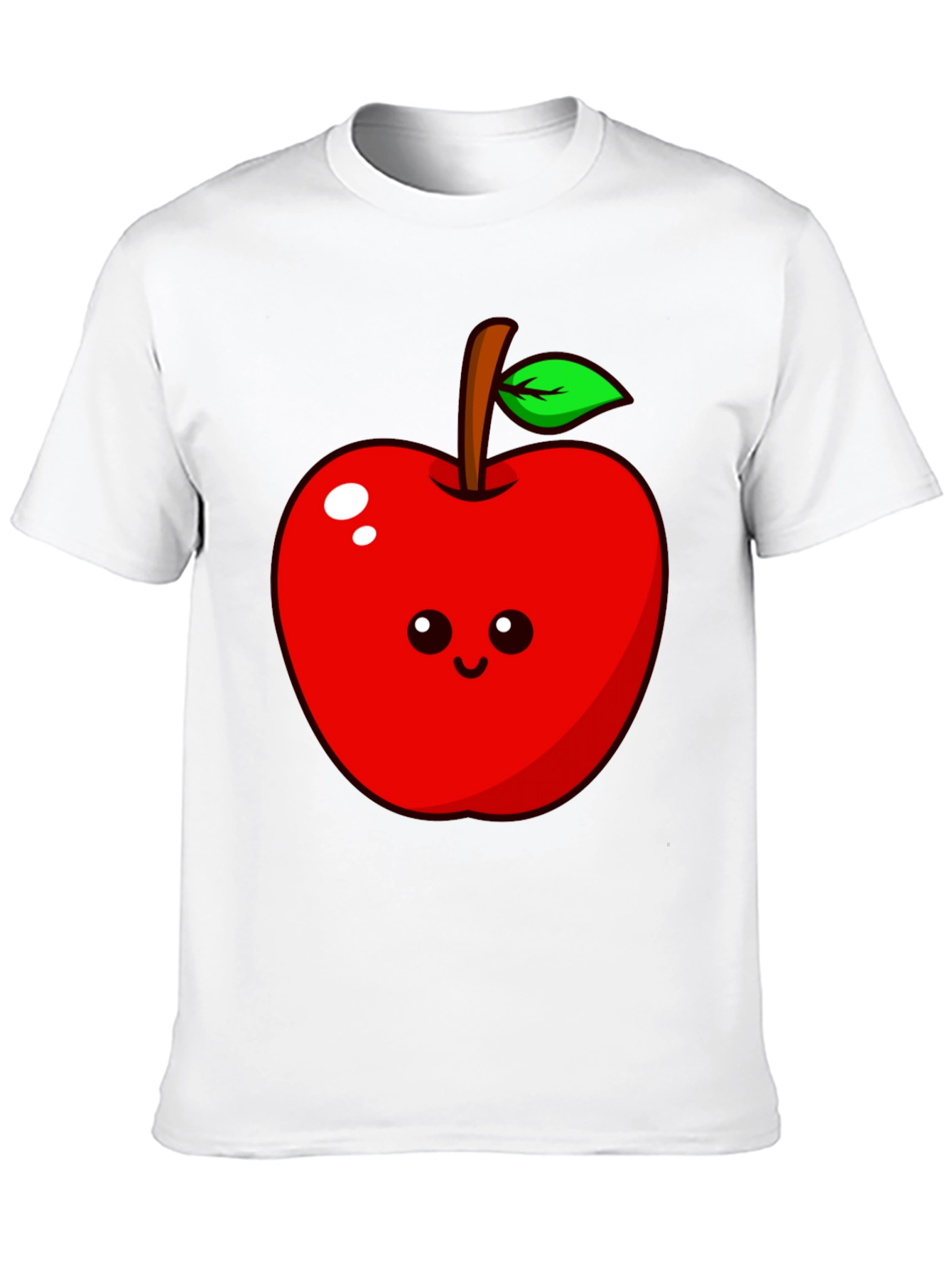 Cute Apple Graphic Tee - Black Cotton T-Shirt