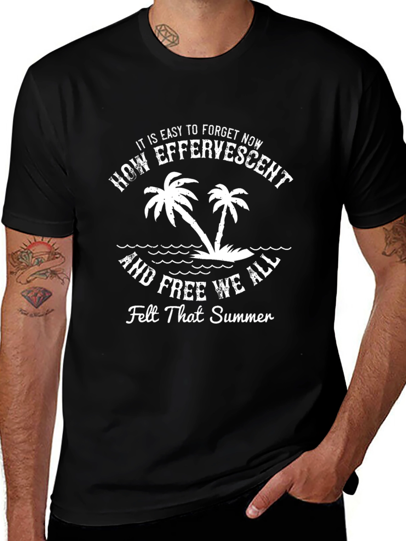 Effervescent Summer Graphic T-Shirt - Palm Tree Design