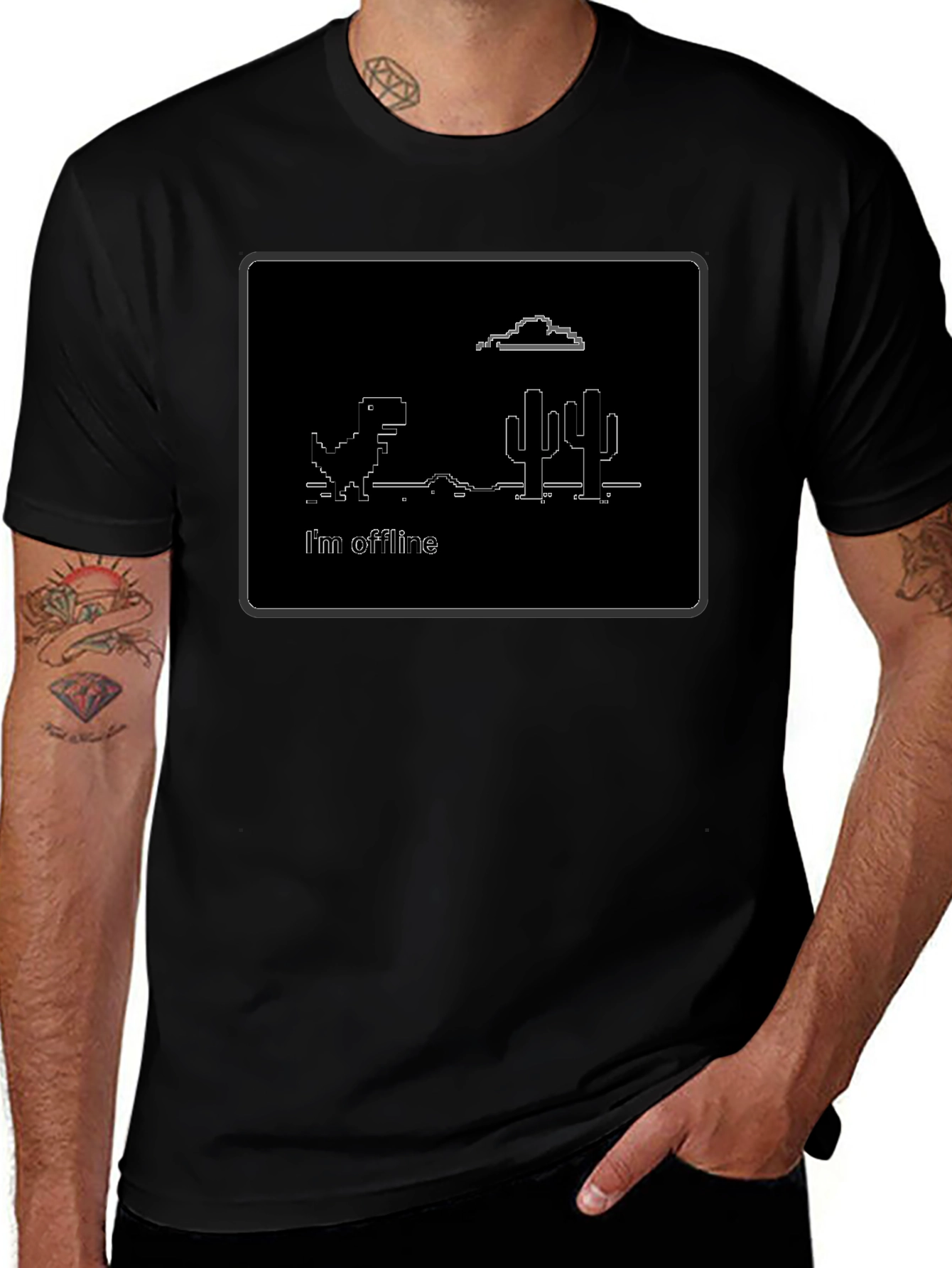 Offline Dinosaur T-Shirt - Black Cotton Tee