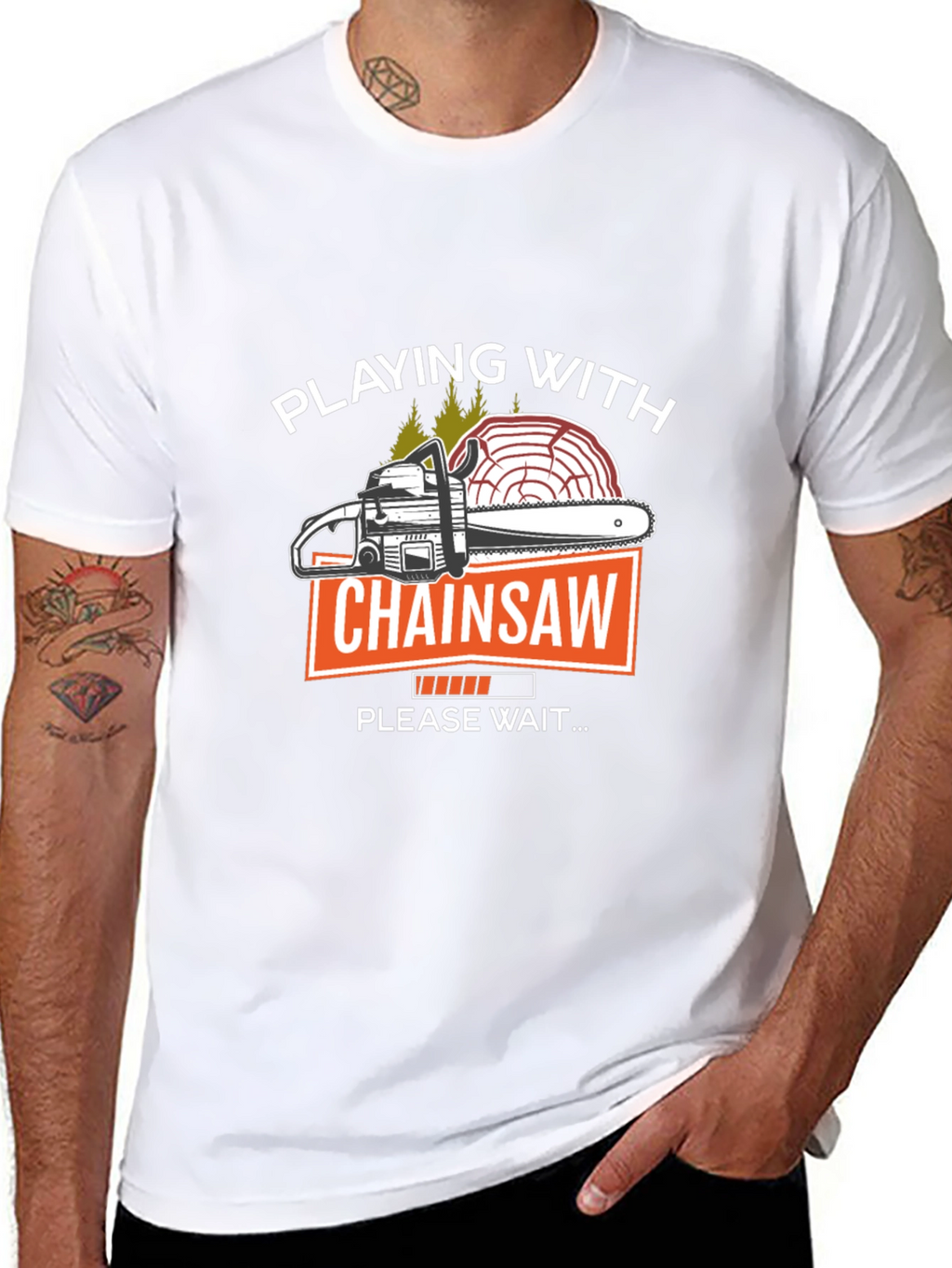 Playing with Chainsaw Graphic T-Shirt