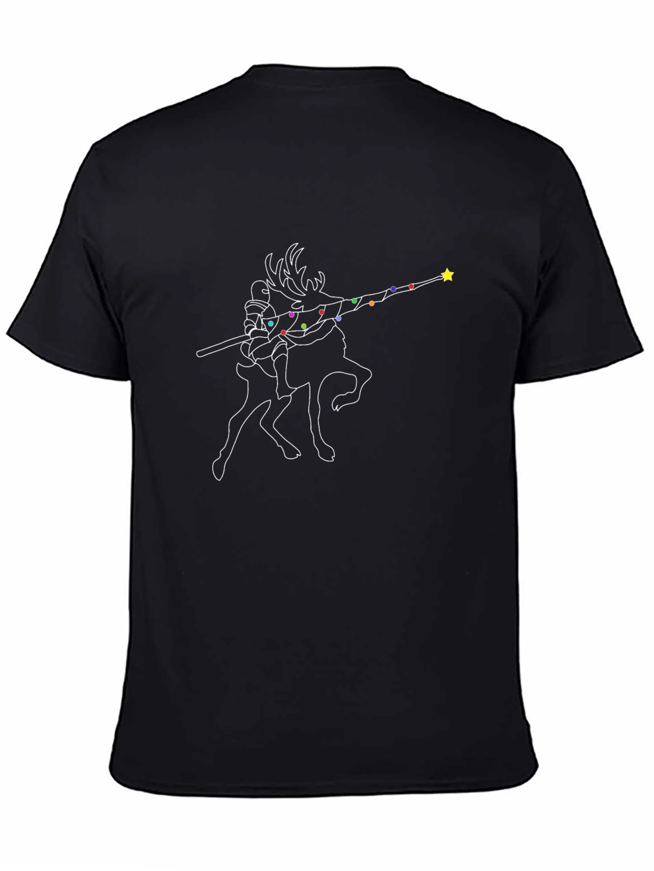 Christmas Knight Deer Dab Black T-Shirt