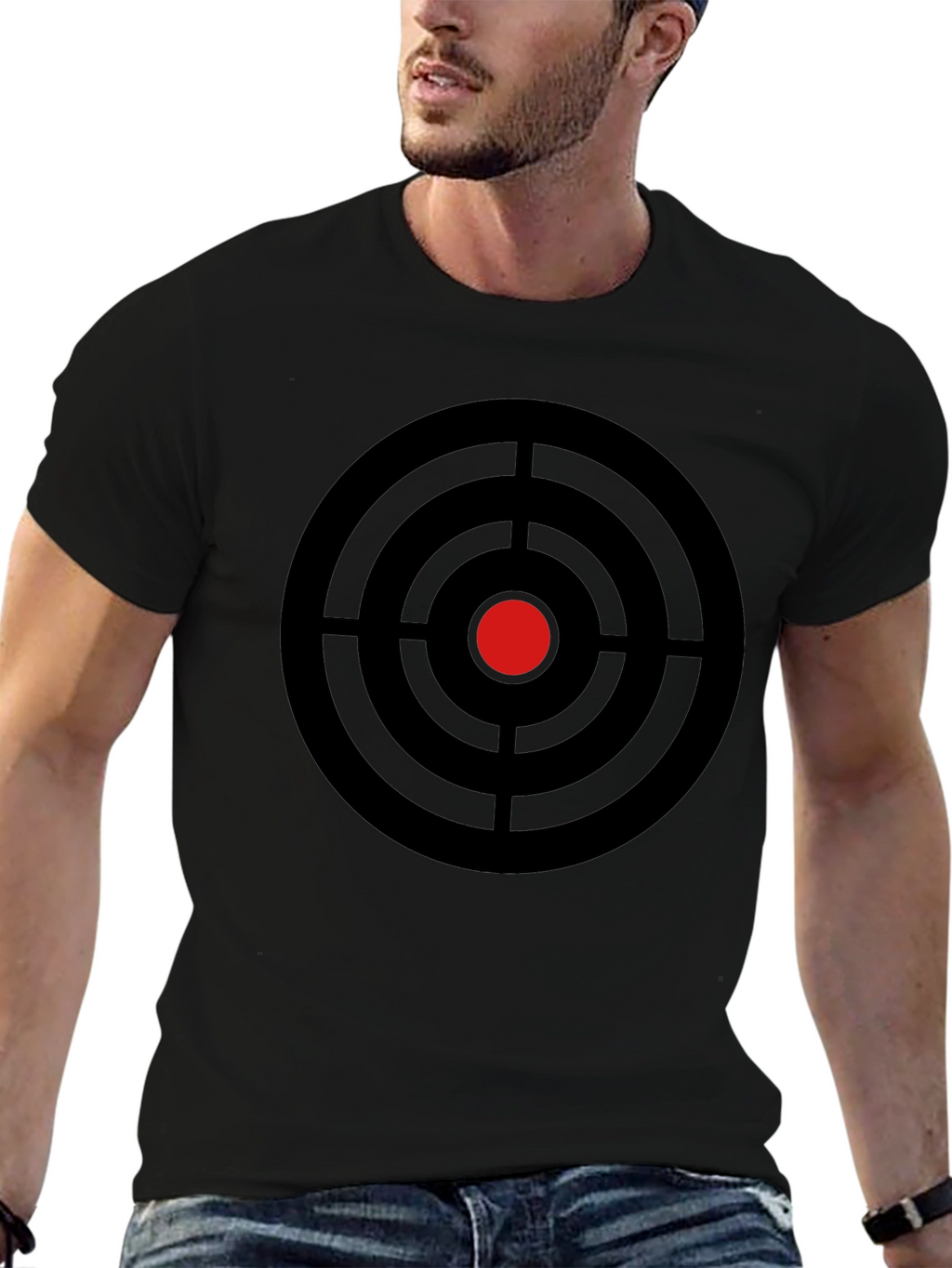 Target Graphic Tee - Black Cotton Crew Neck T-Shirt