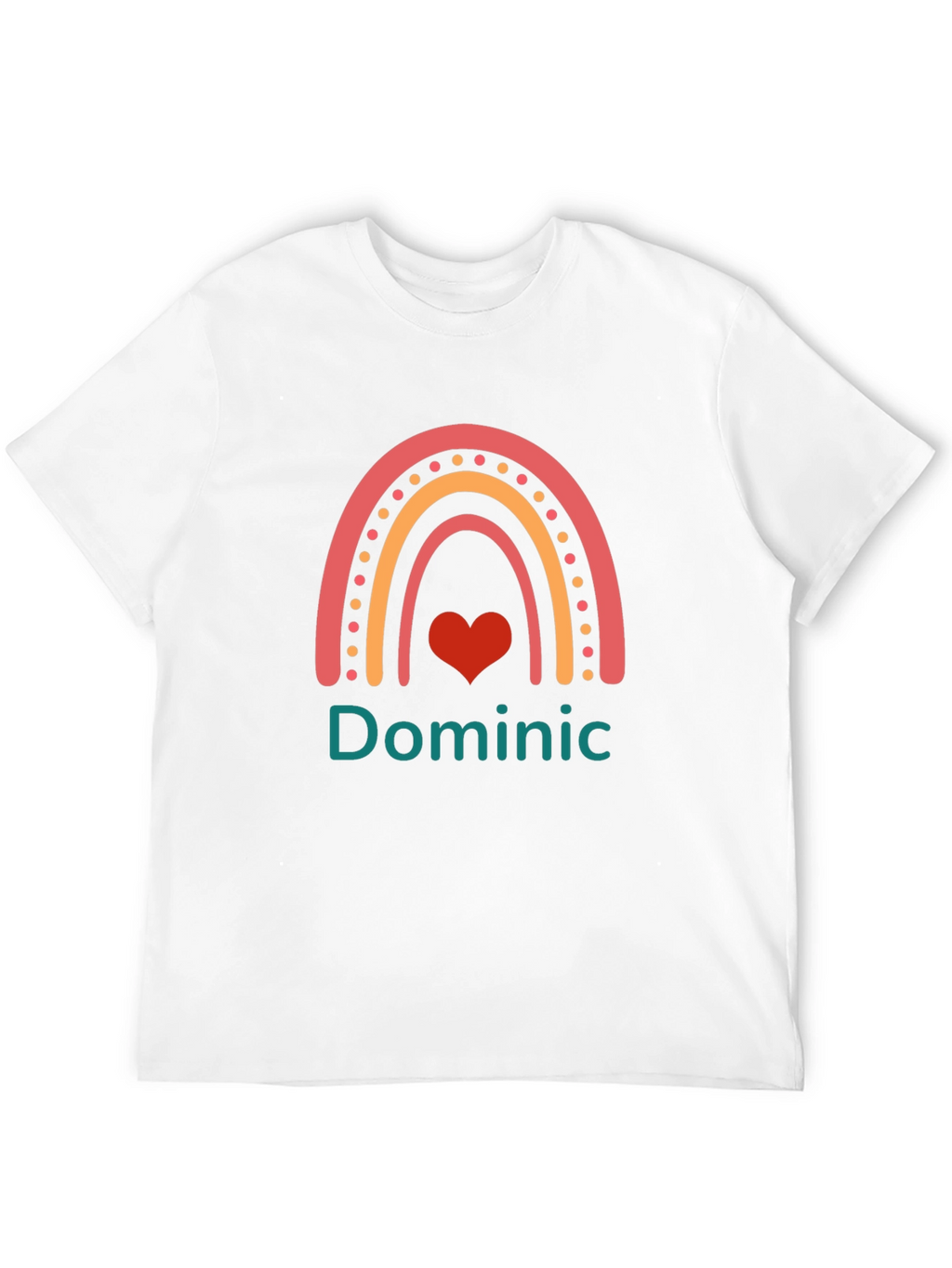 Personalized Dominic Rainbow Heart T-Shirt