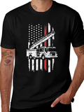 Firefighter American Flag Graphic T-Shirt