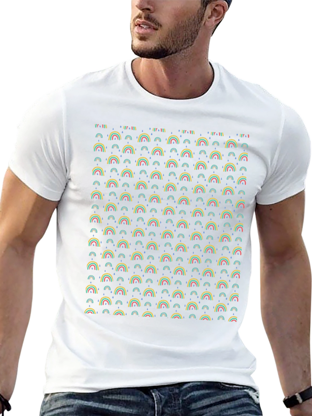Rainbow Pattern T-Shirt - Funky Graphic Tee