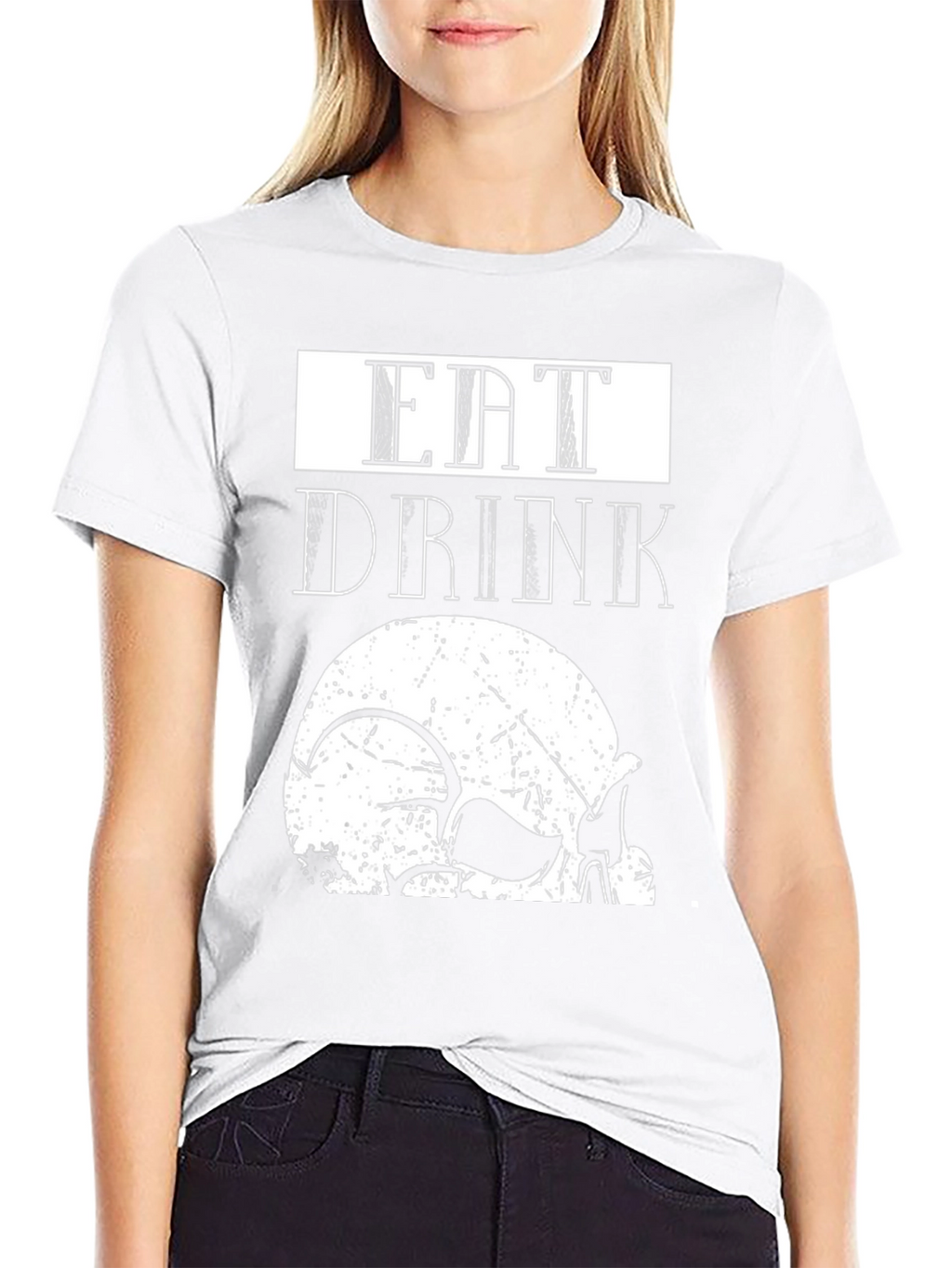 Eat Drink Skull Graphic Tee - Cool Casual Top