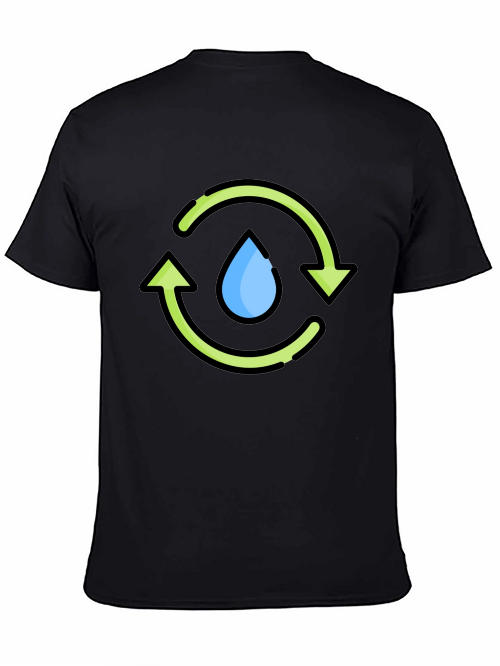 Recycle Water Drop Graphic Tee - Black Cotton T-Shirt