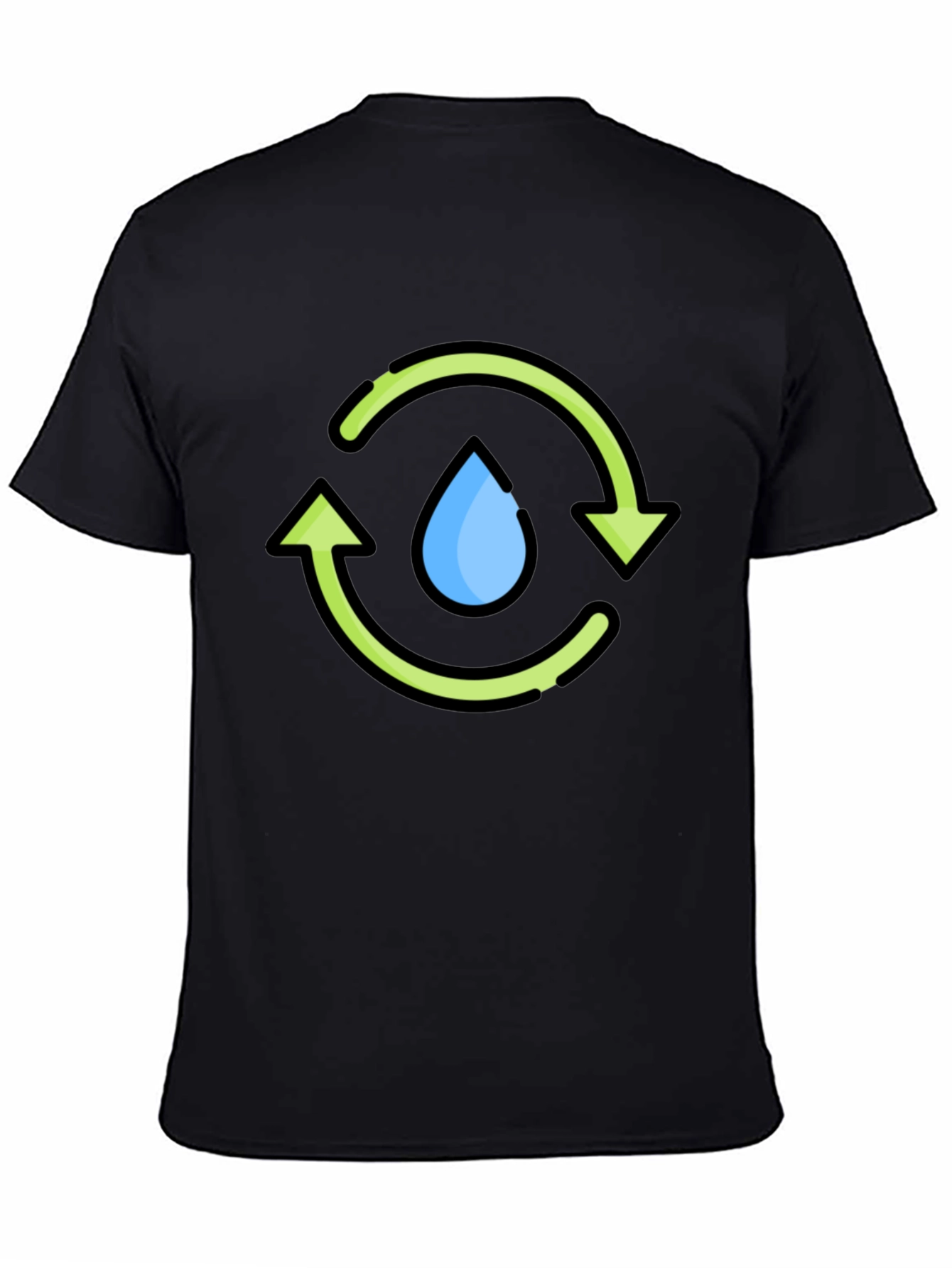 Recycle Water Drop Graphic Tee - Black Cotton T-Shirt