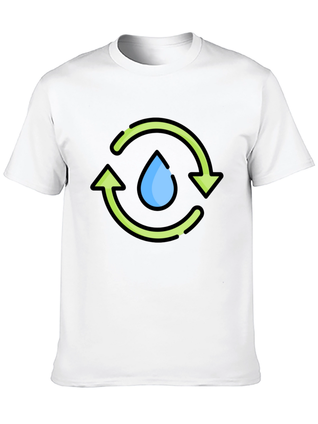 Recycle Water Drop Graphic Tee - Black Cotton T-Shirt