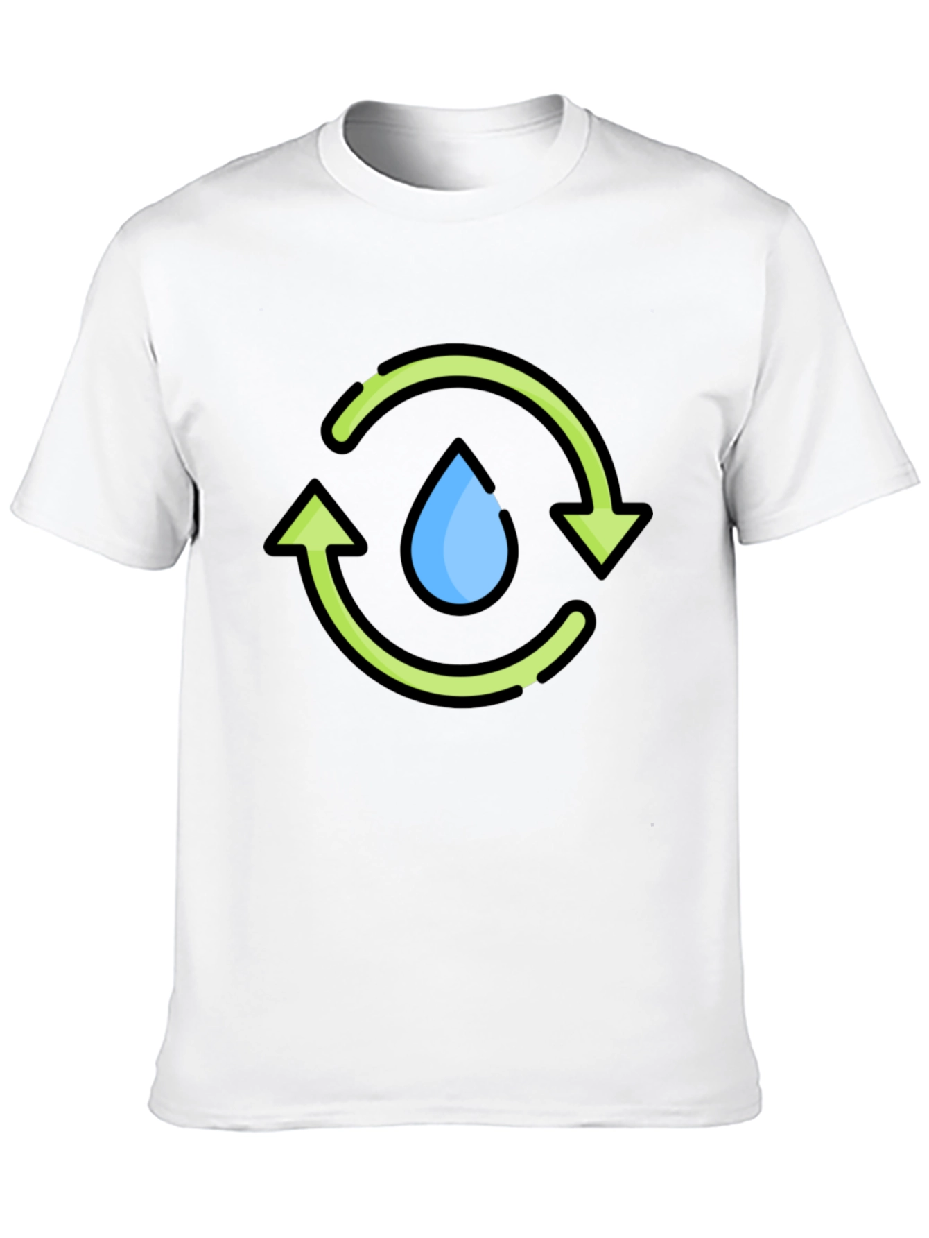 Recycle Water Drop Graphic Tee - Black Cotton T-Shirt