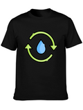 Recycle Water Drop Graphic Tee - Black Cotton T-Shirt