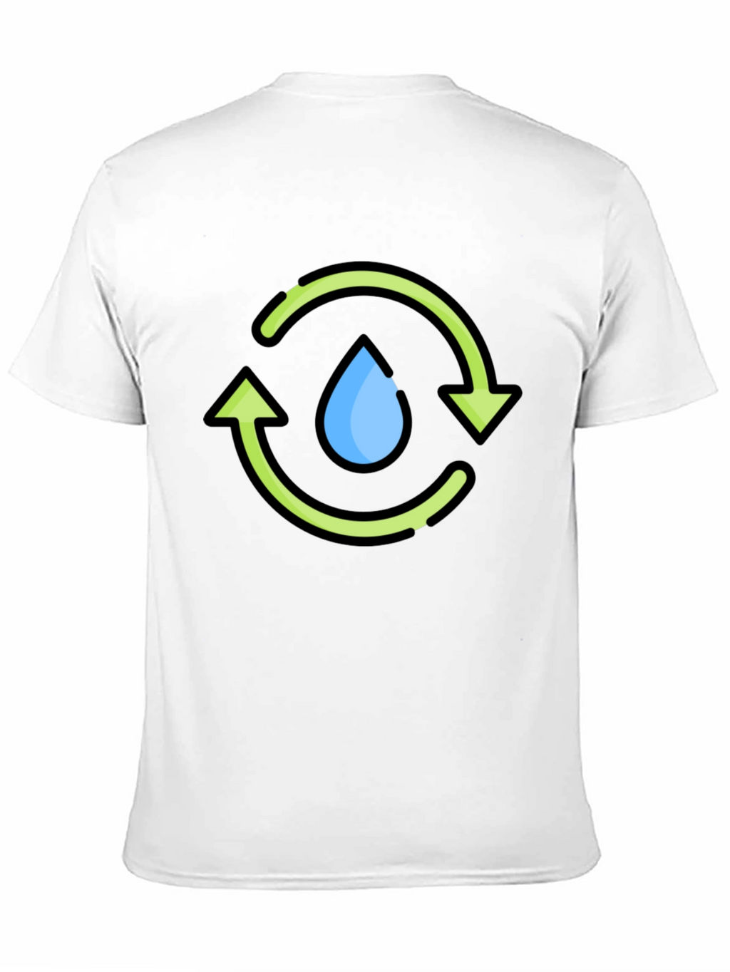Recycle Water Drop Graphic Tee - Black Cotton T-Shirt