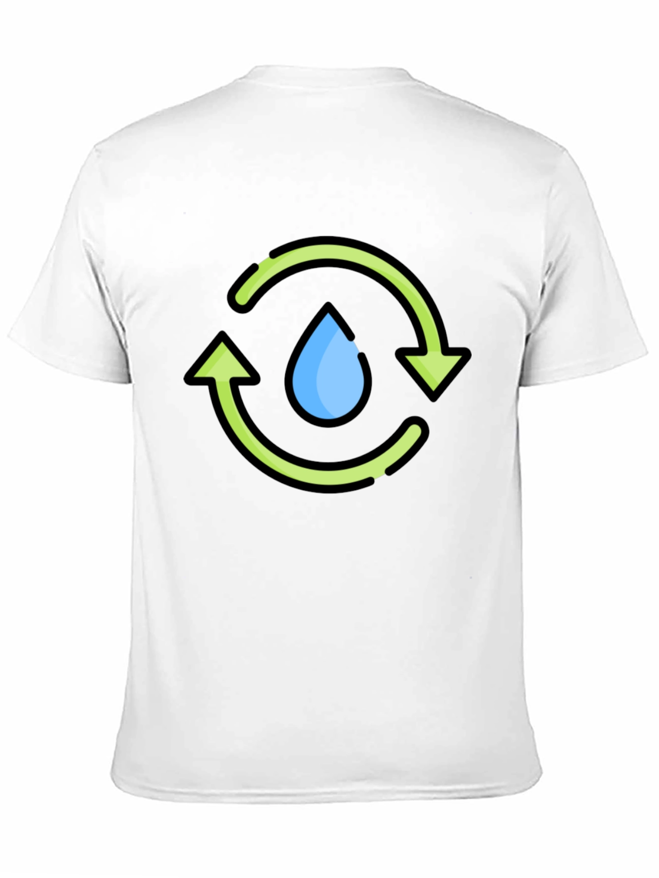 Recycle Water Drop Graphic Tee - Black Cotton T-Shirt