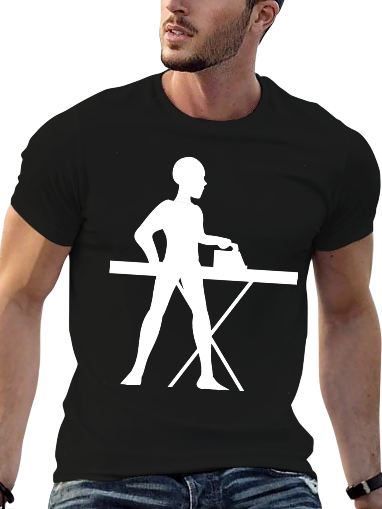 Ironing Woman Graphic Black T-Shirt
