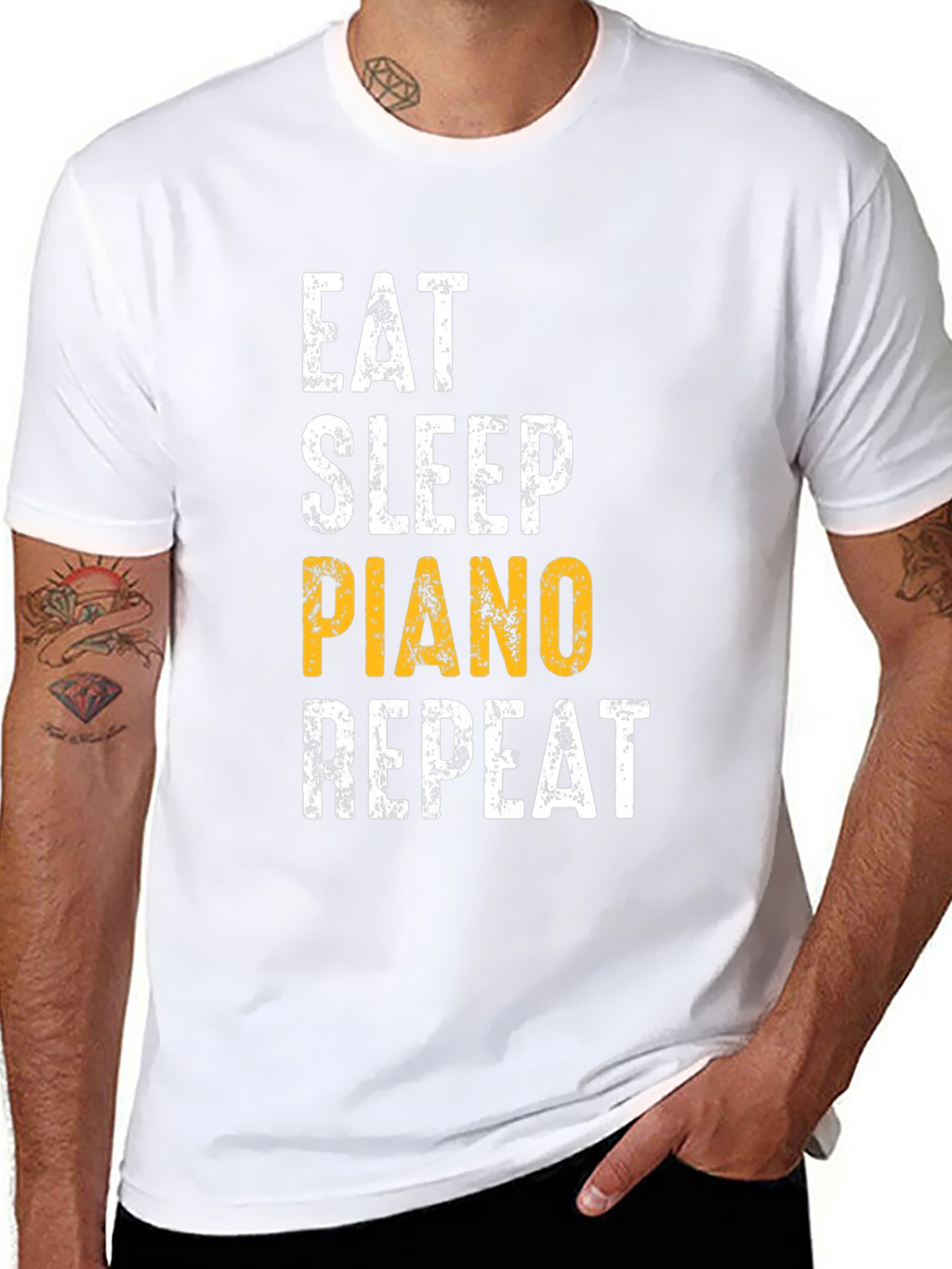 Eat Sleep Piano Repeat Black Graphic Tee