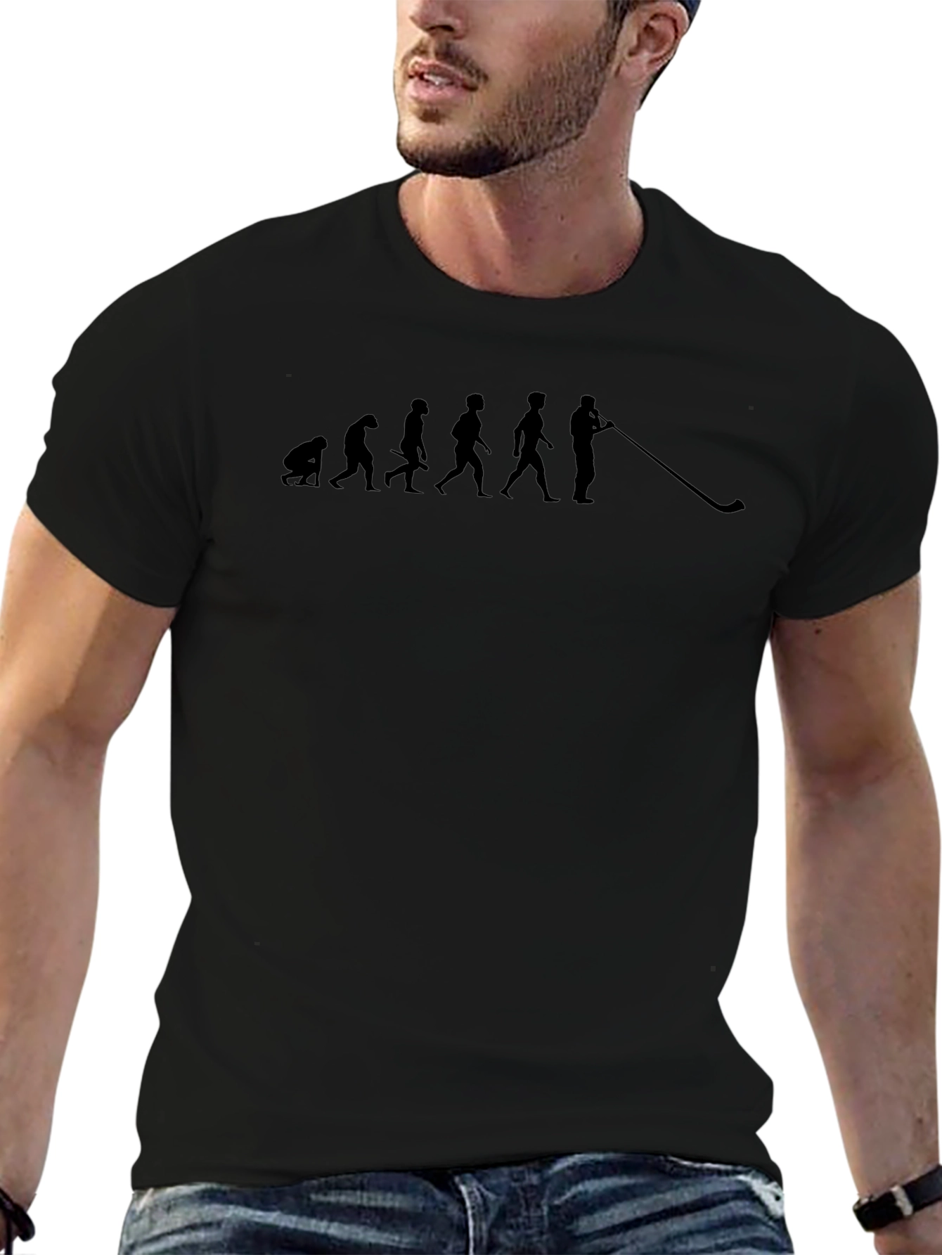 Evolution of Alphorn Player Black T-Shirt