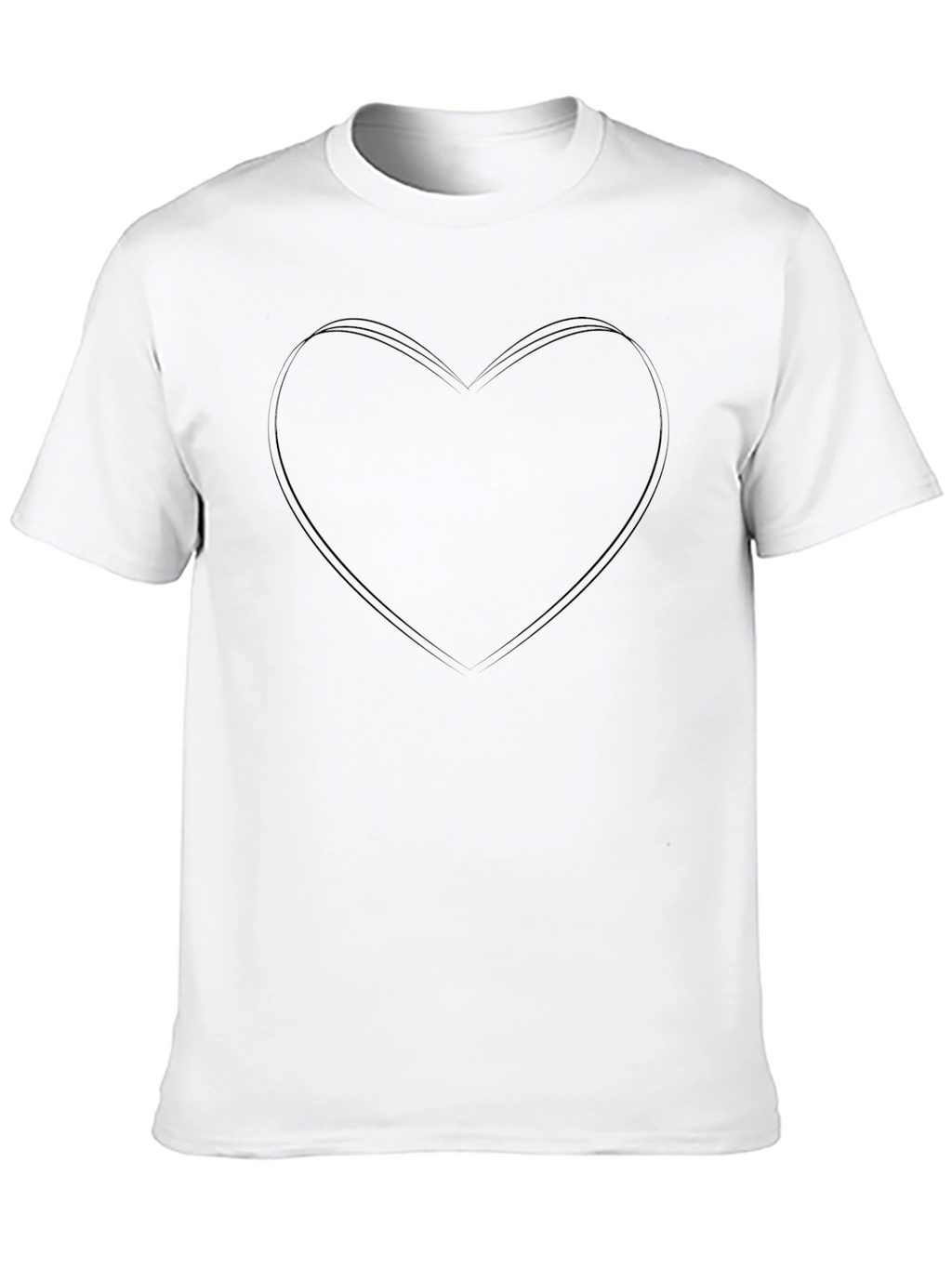 Mens Black Heart Outline Graphic T-Shirt