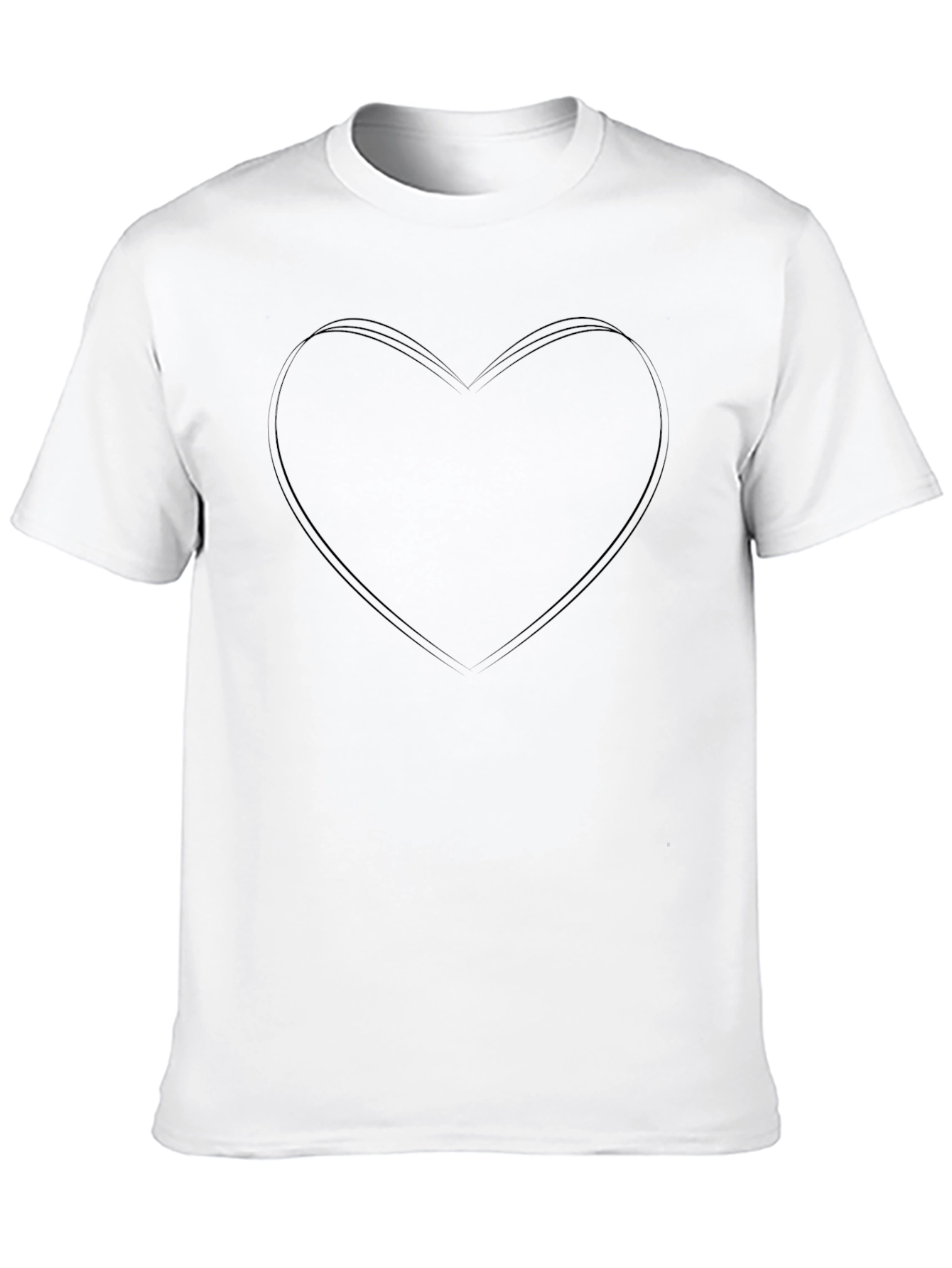 Mens Black Heart Outline Graphic T-Shirt