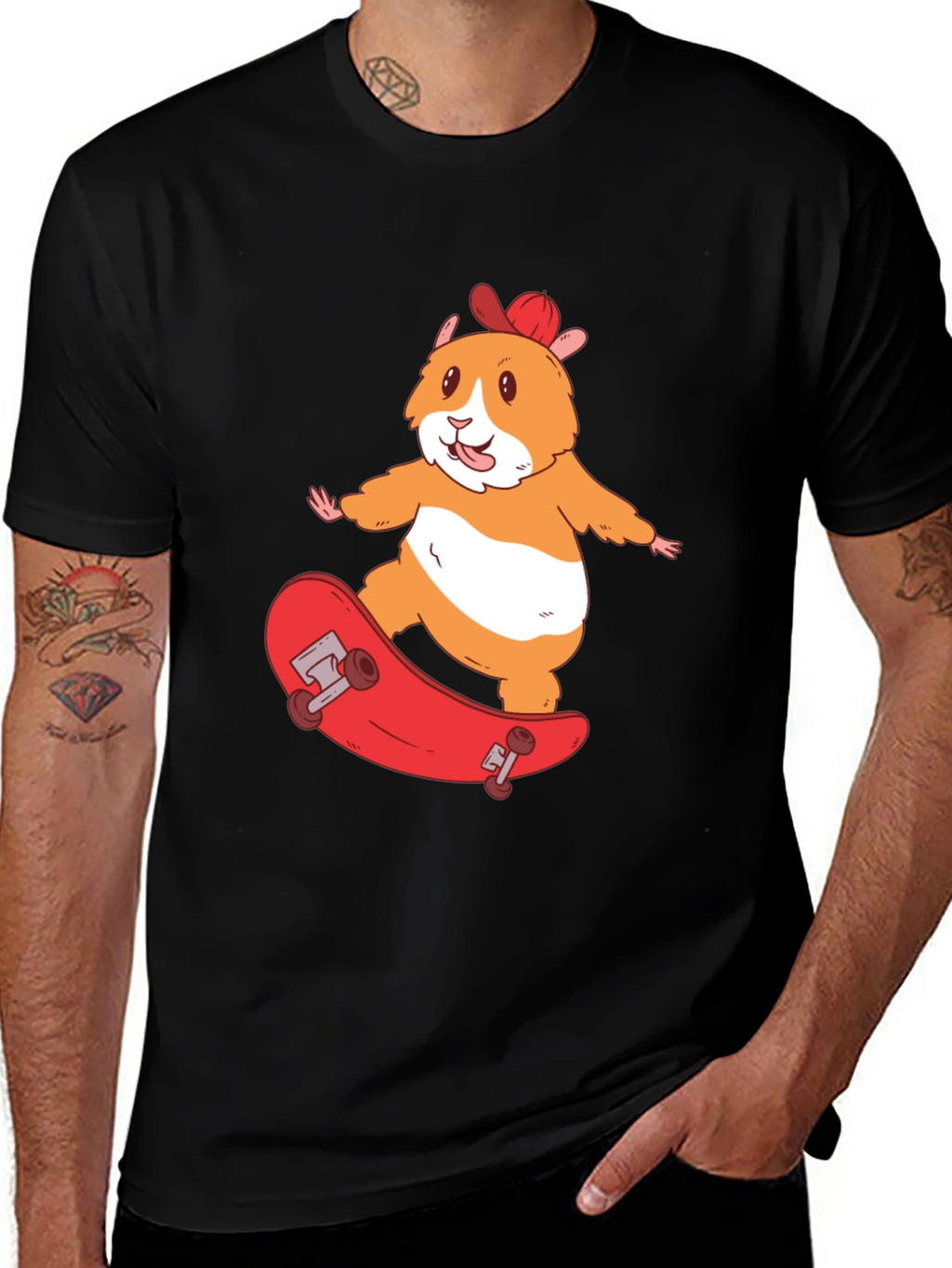 Skateboarding Hamster T-Shirt - Cool Animal Graphic Tee