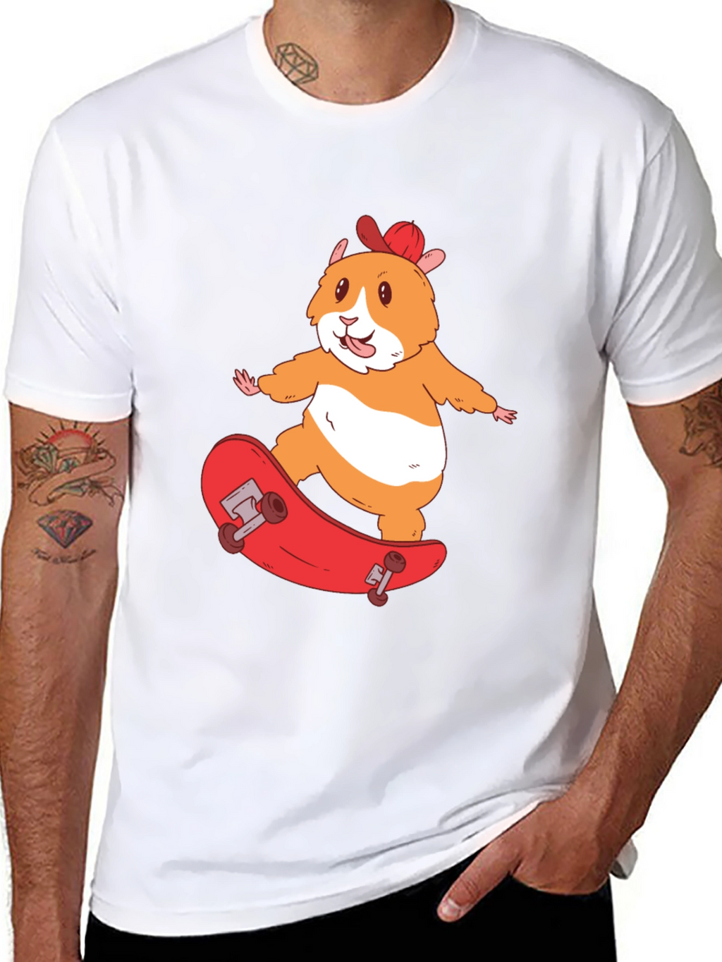Skateboarding Hamster T-Shirt - Cool Animal Graphic Tee