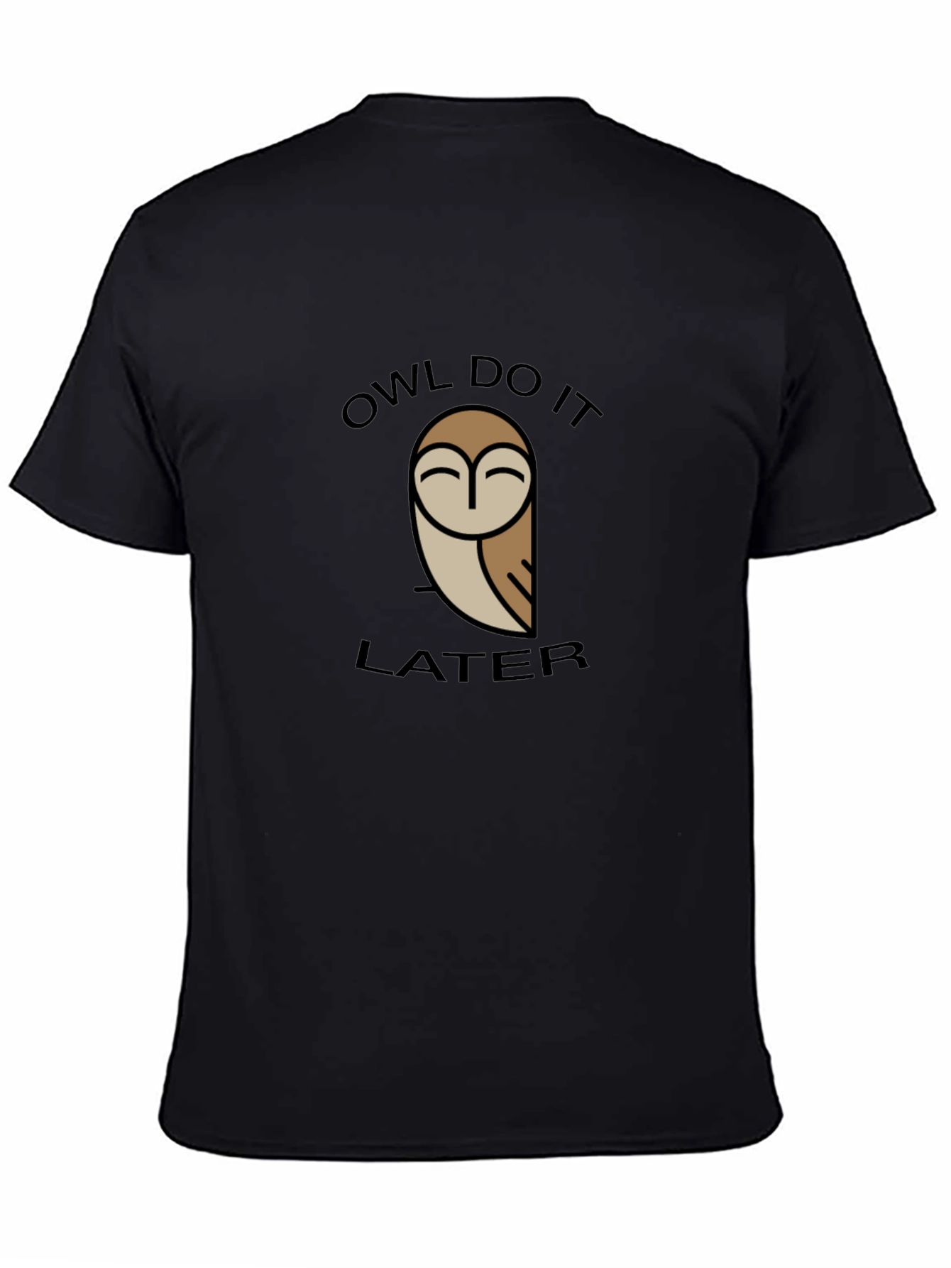 Owl Do It Later Graphic Tee - Black Cotton T-Shirt