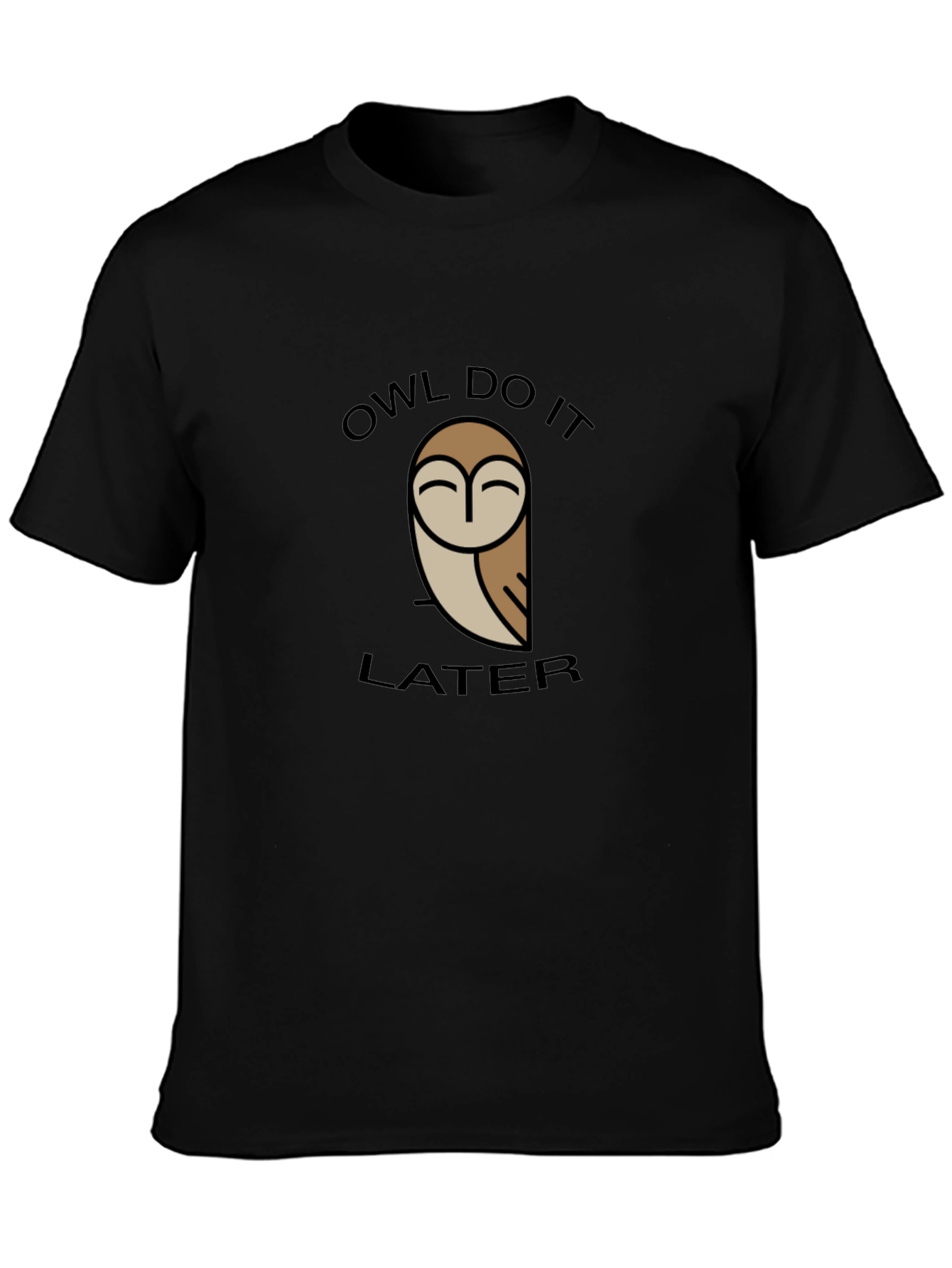 Owl Do It Later Graphic Tee - Black Cotton T-Shirt