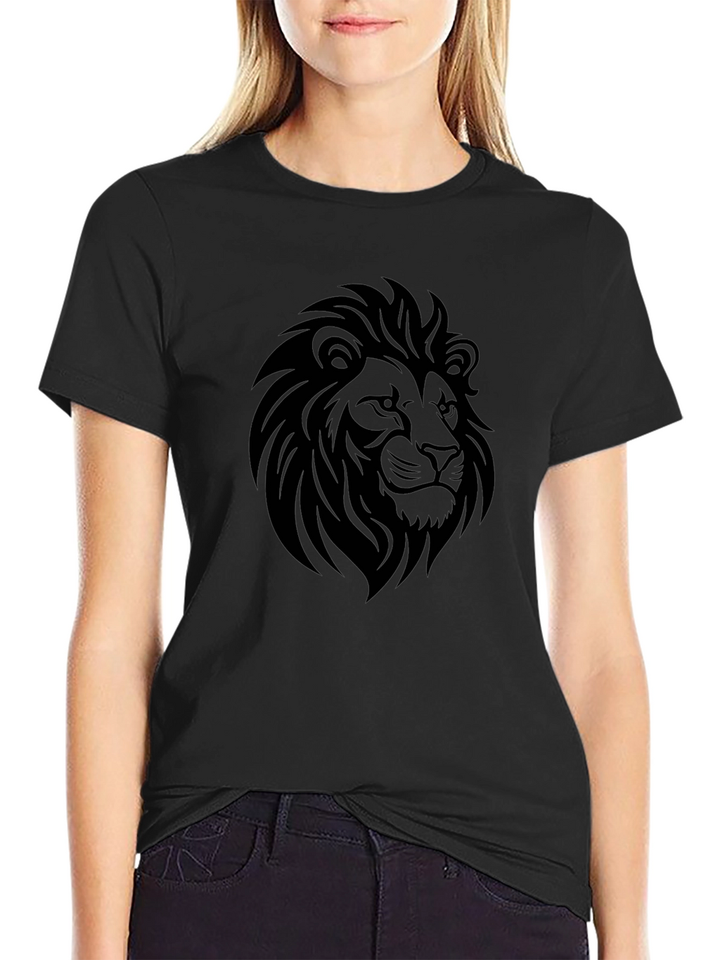 Mens Black Lion Graphic T-Shirt