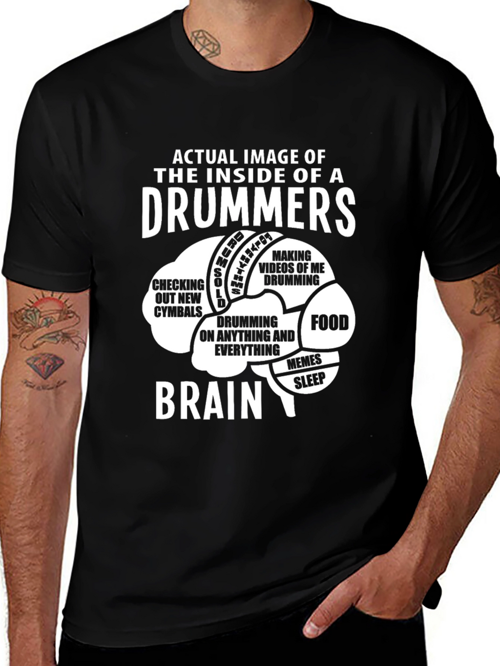 Drummer Brain T-Shirt - Funny Music Lover Tee