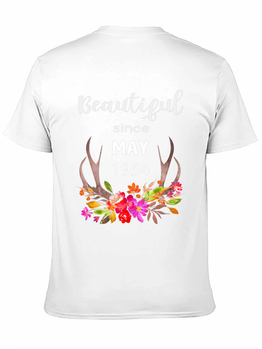 Beautiful Since May 1954 Floral Antler T-Shirt