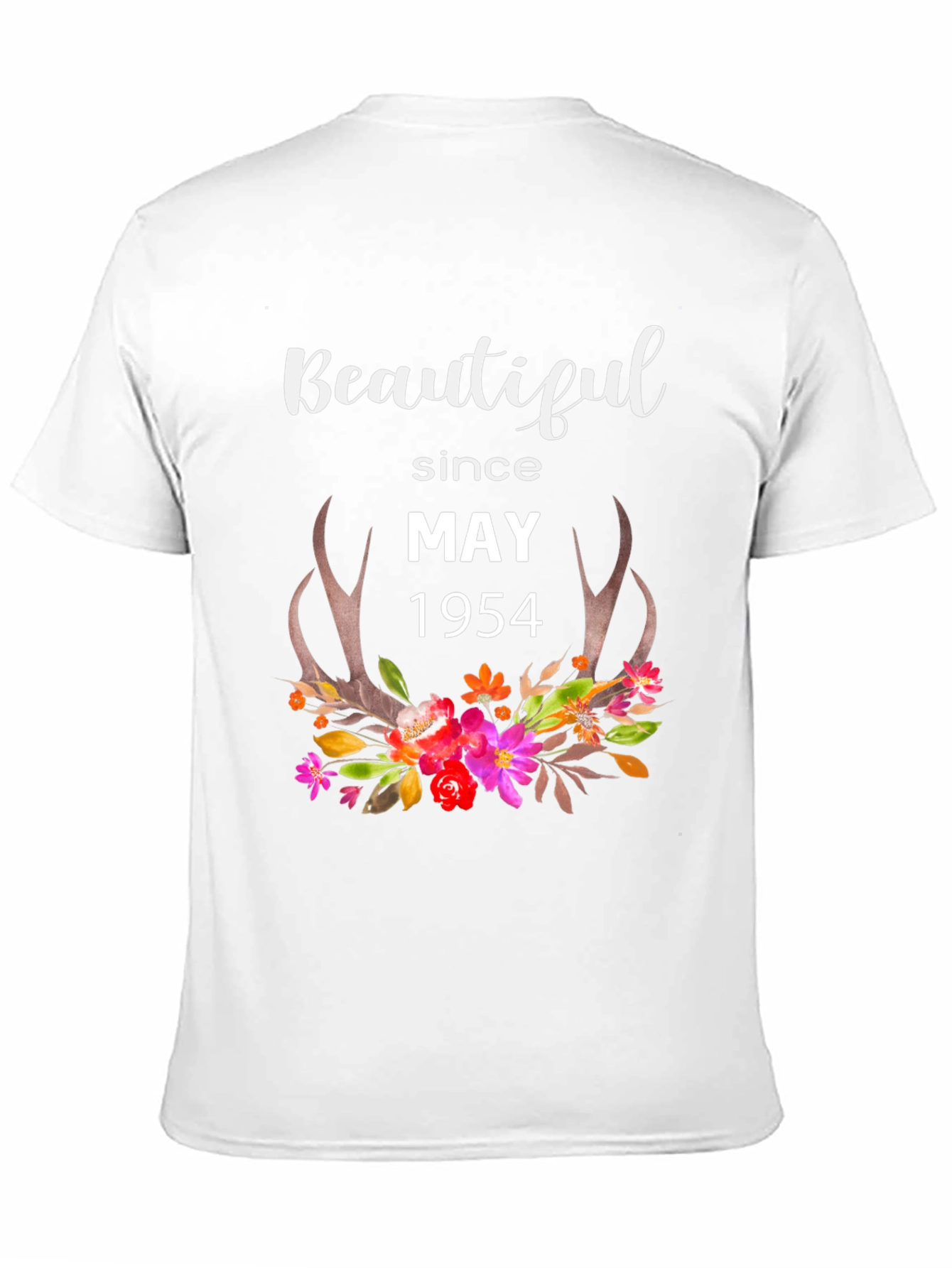 Beautiful Since May 1954 Floral Antler T-Shirt