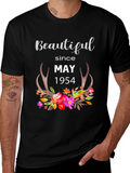 Beautiful Since May 1954 Floral Antler T-Shirt