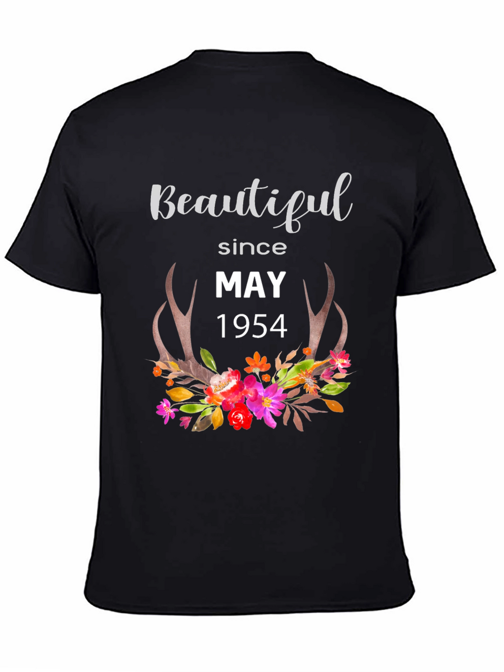 Beautiful Since May 1954 Floral Antler T-Shirt