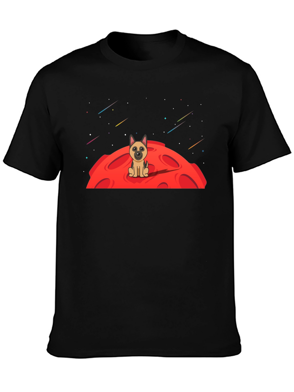 Dog on Moon Graphic T-Shirt - Black