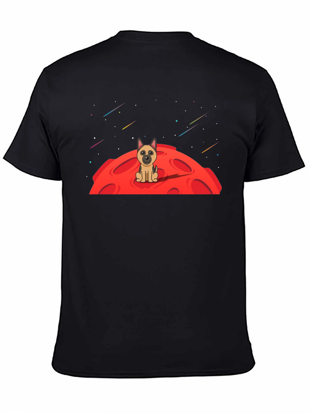 Dog on Moon Graphic T-Shirt - Black