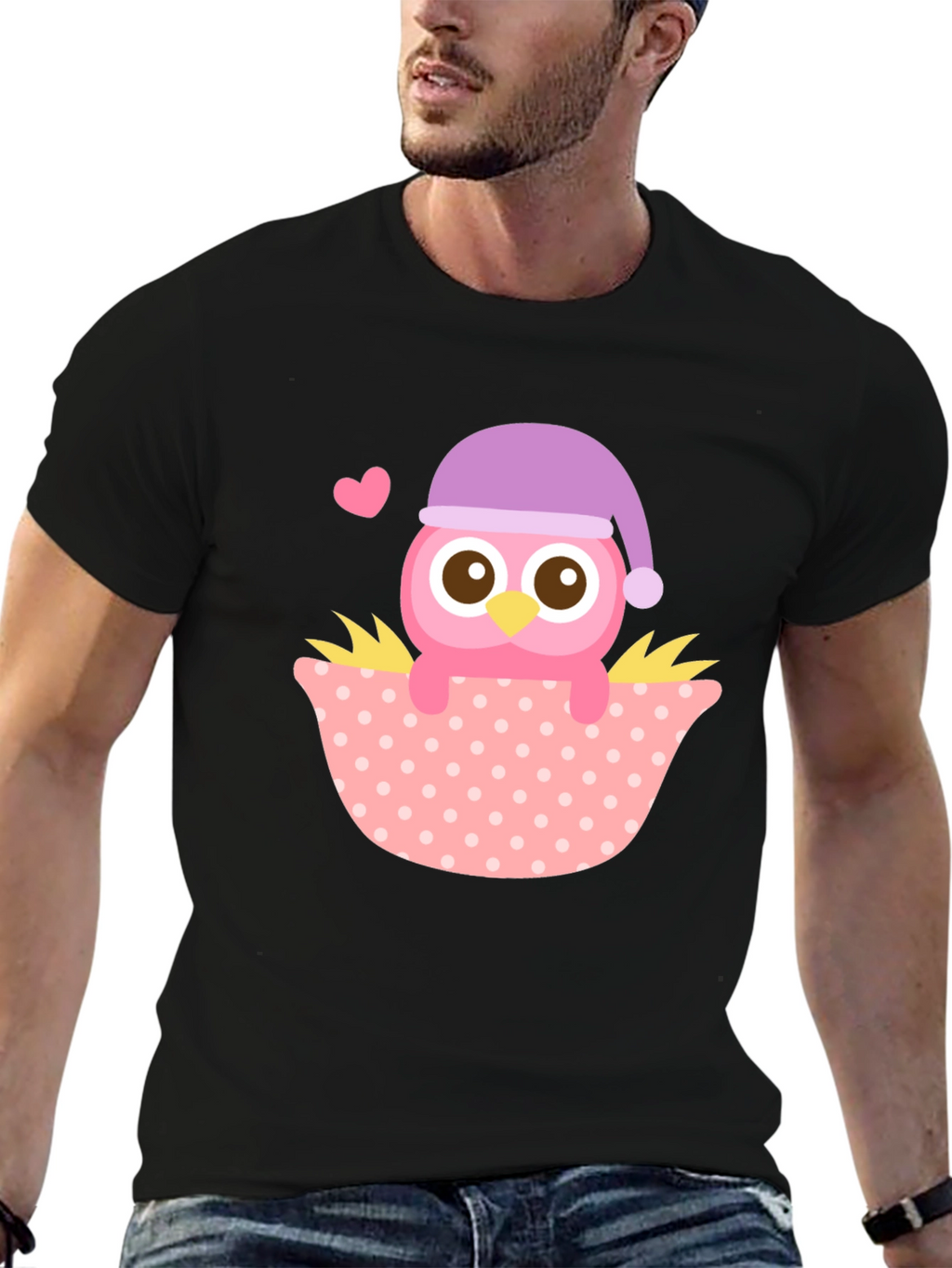 Cute Owl T-Shirt - Whimsical Sleepy Bird Design