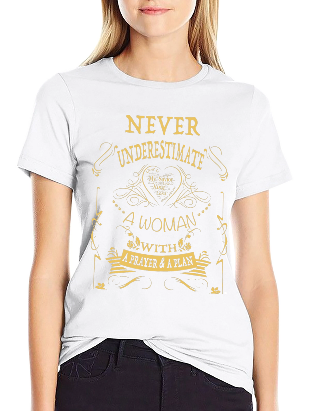 Never Underestimate Woman Prayer Plan T-Shirt