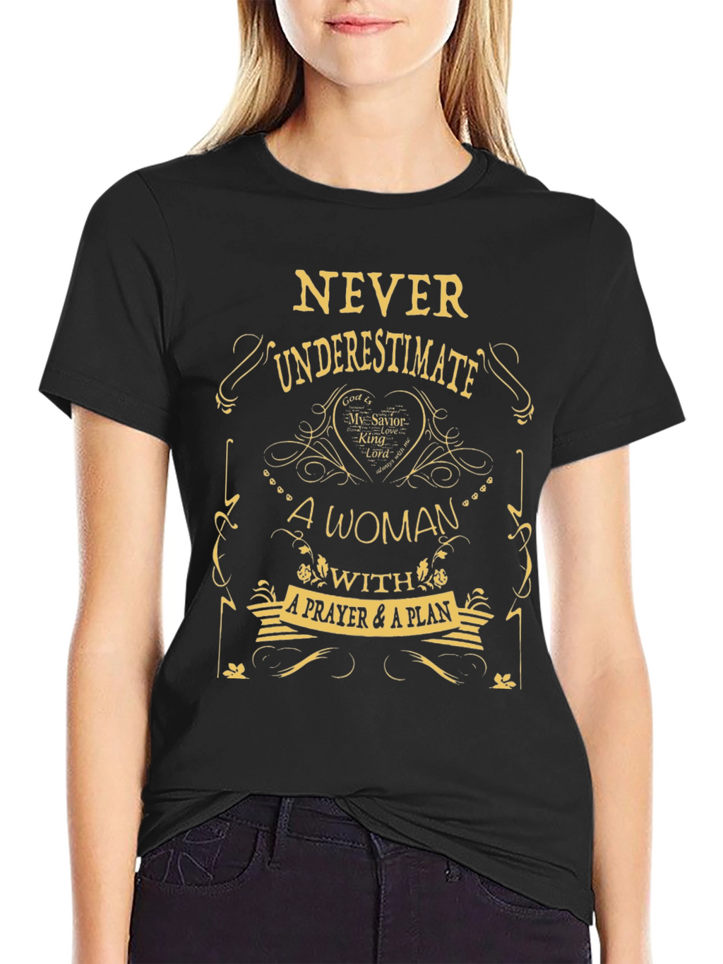 Never Underestimate Woman Prayer Plan T-Shirt