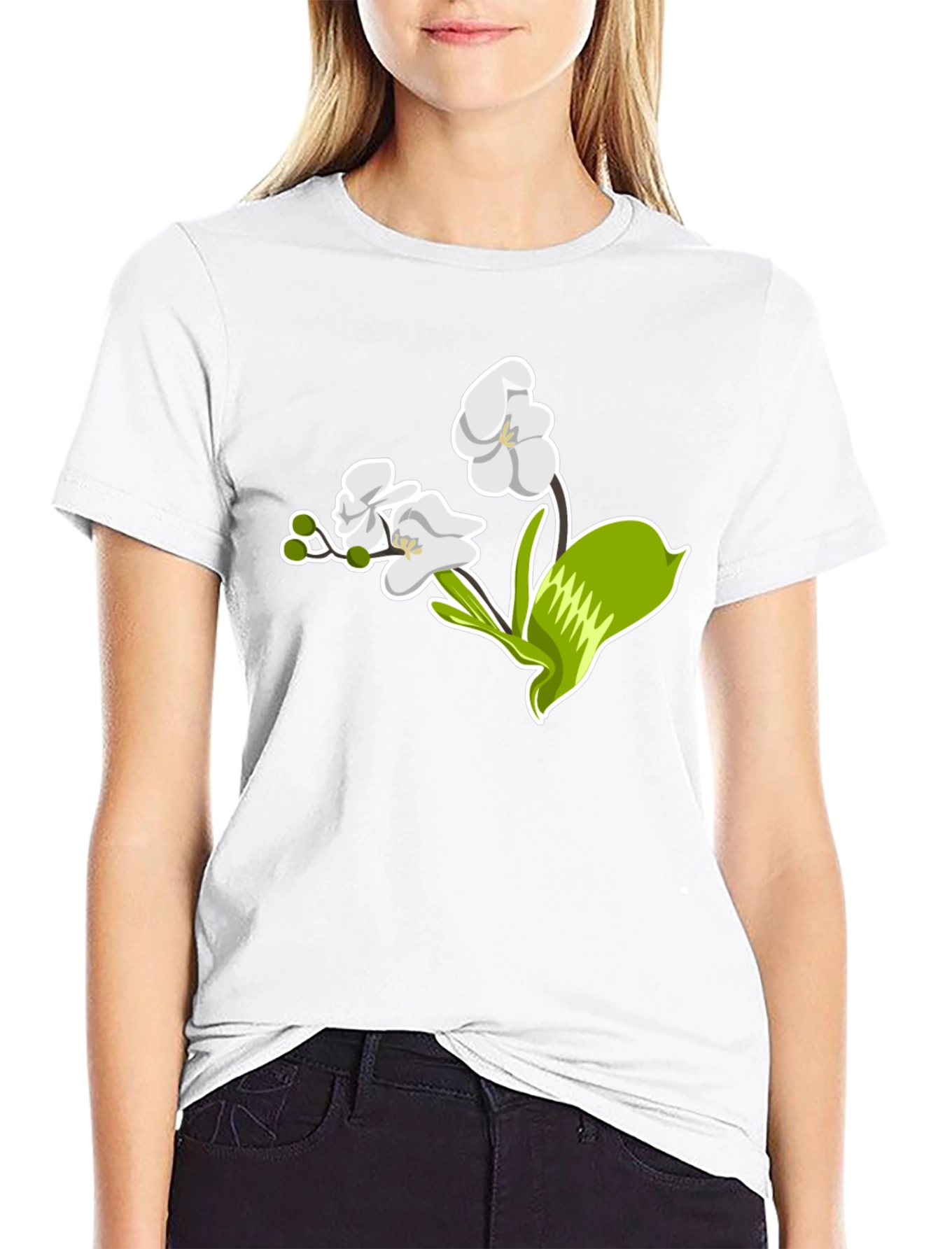 Floral Graphic T-Shirt - Elegant Orchid Design