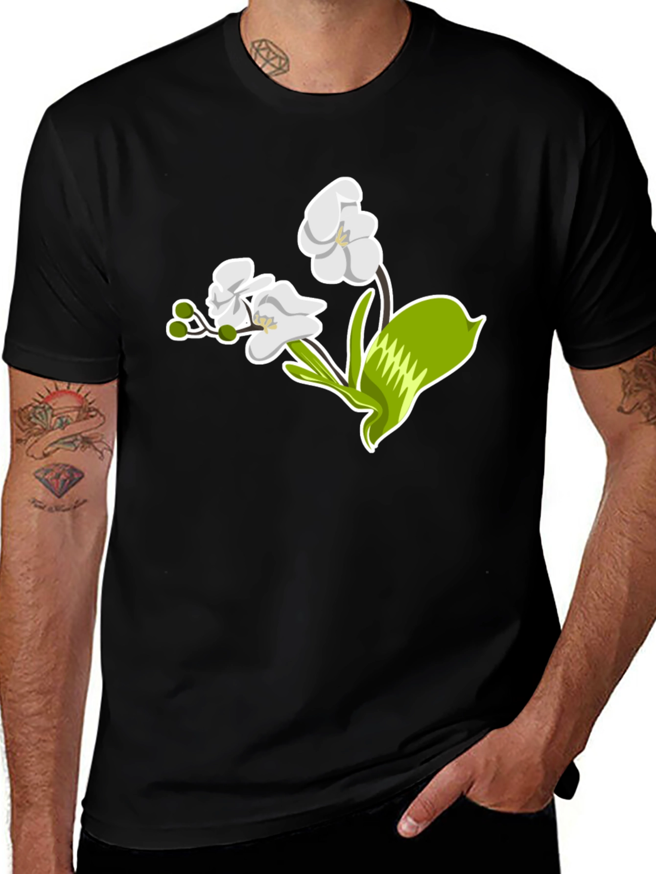 Floral Graphic T-Shirt - Elegant Orchid Design