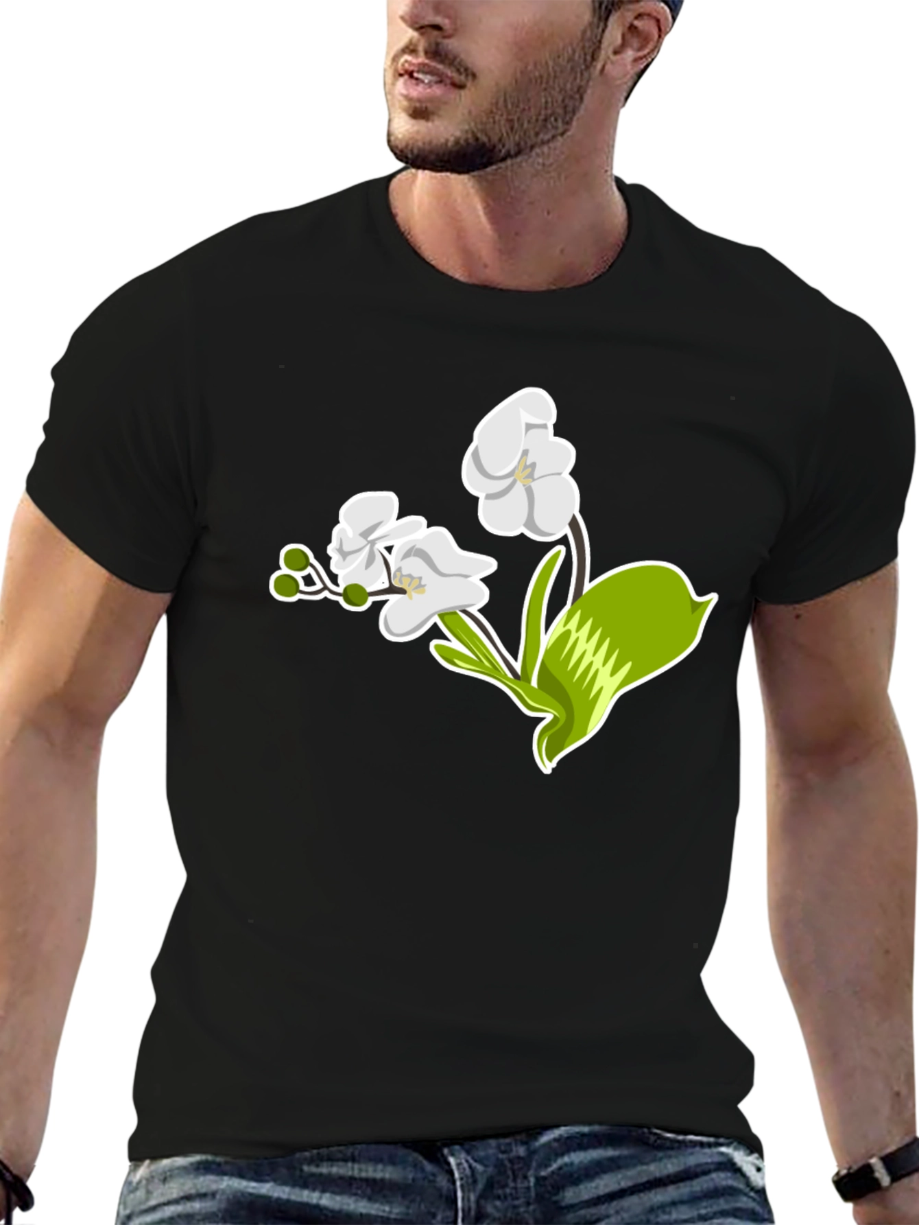 Floral Graphic T-Shirt - Elegant Orchid Design