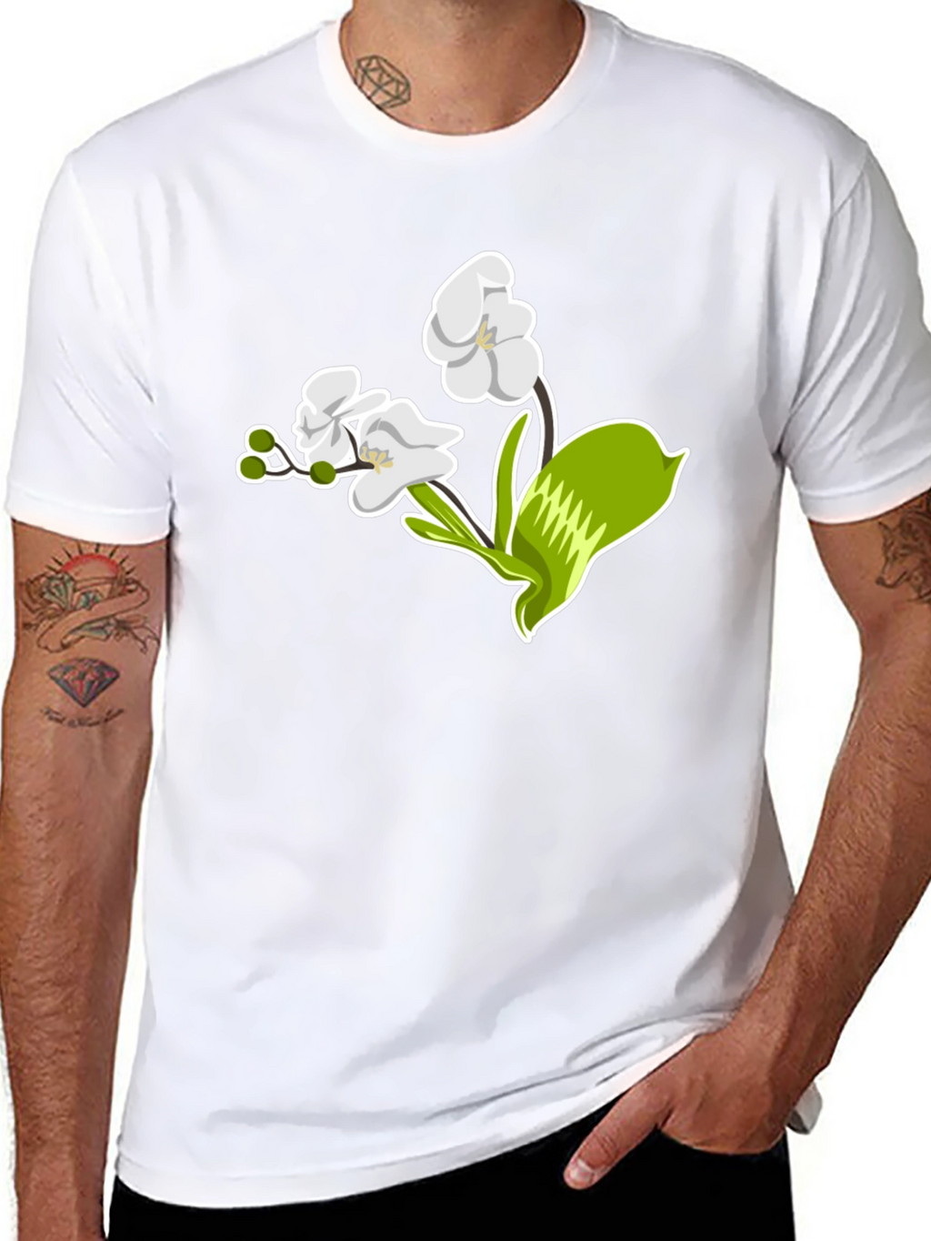 Floral Graphic T-Shirt - Elegant Orchid Design