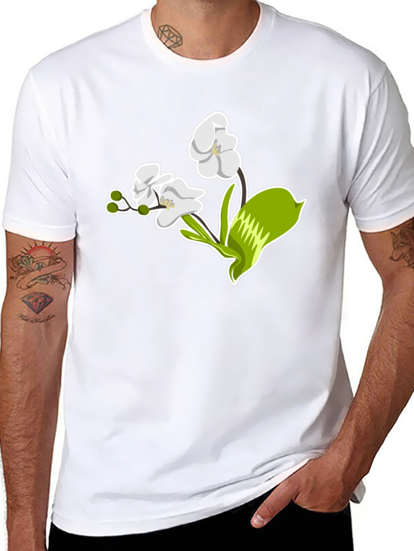 Floral Graphic T-Shirt - Elegant Orchid Design