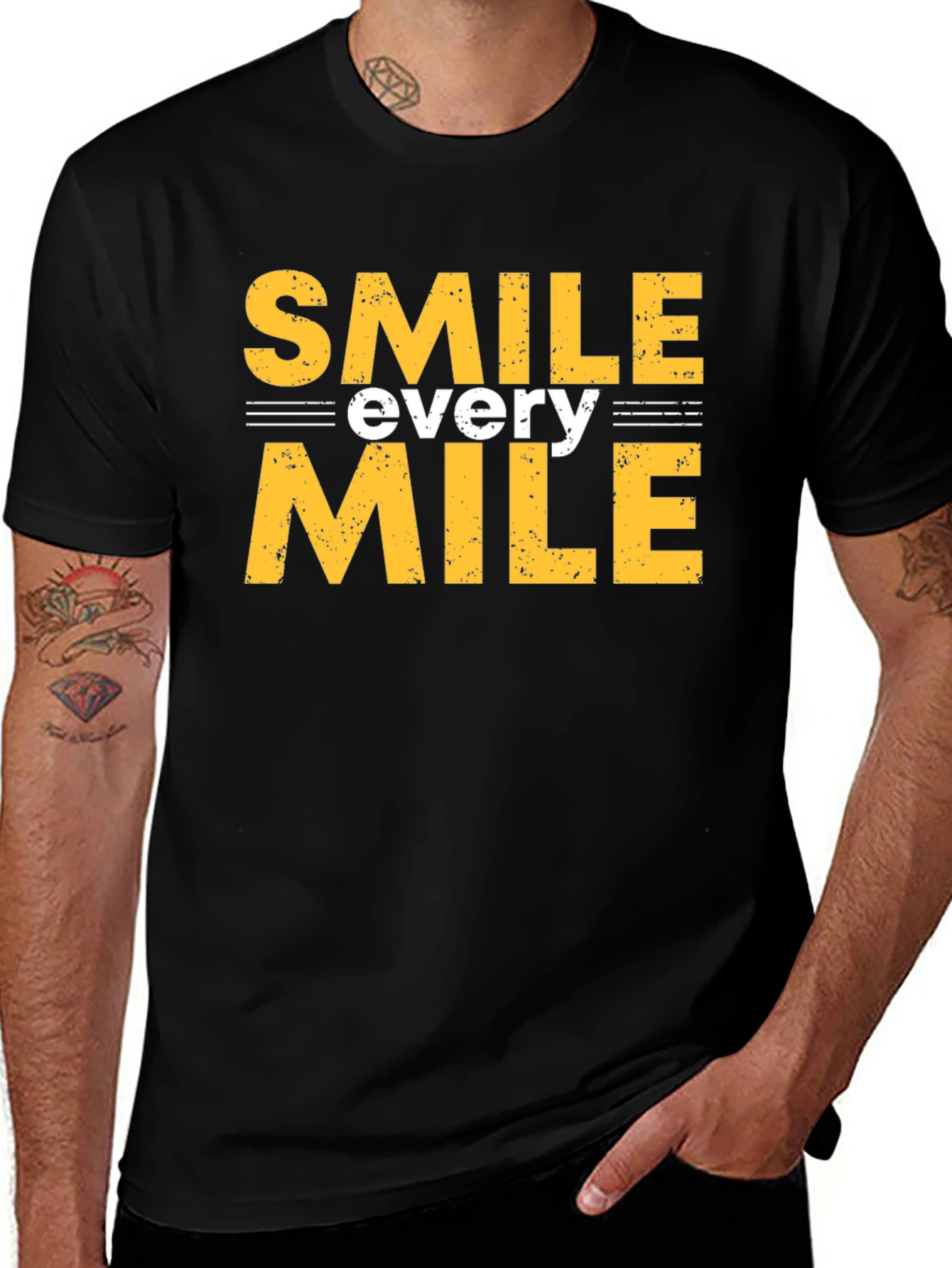 Smile Every Mile Graphic Tee - Black Cotton T-Shirt