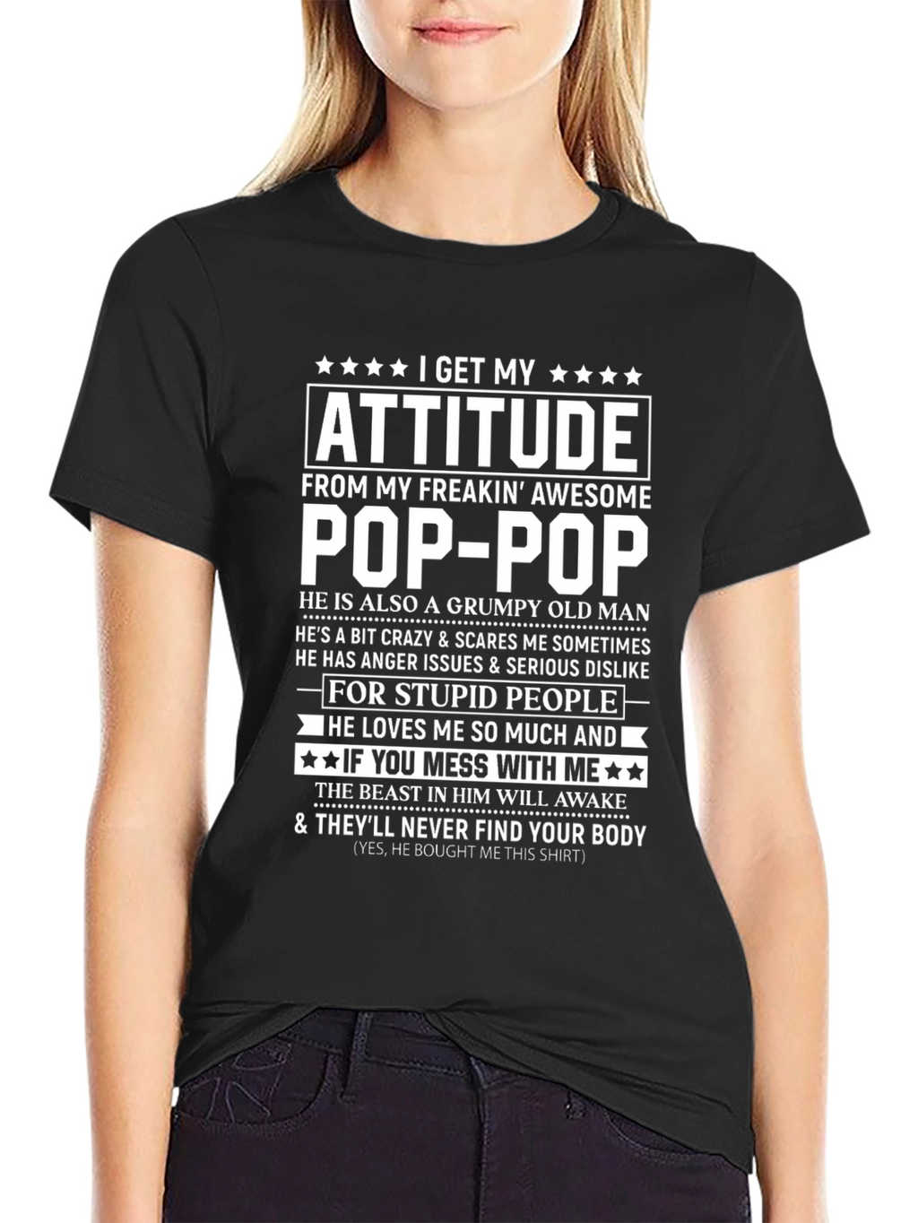Attitude From Pop-Pop Funny Graphic T-Shirt