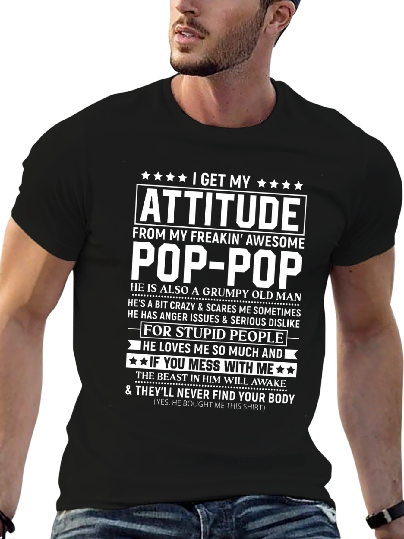 Attitude From Pop-Pop Funny Graphic T-Shirt