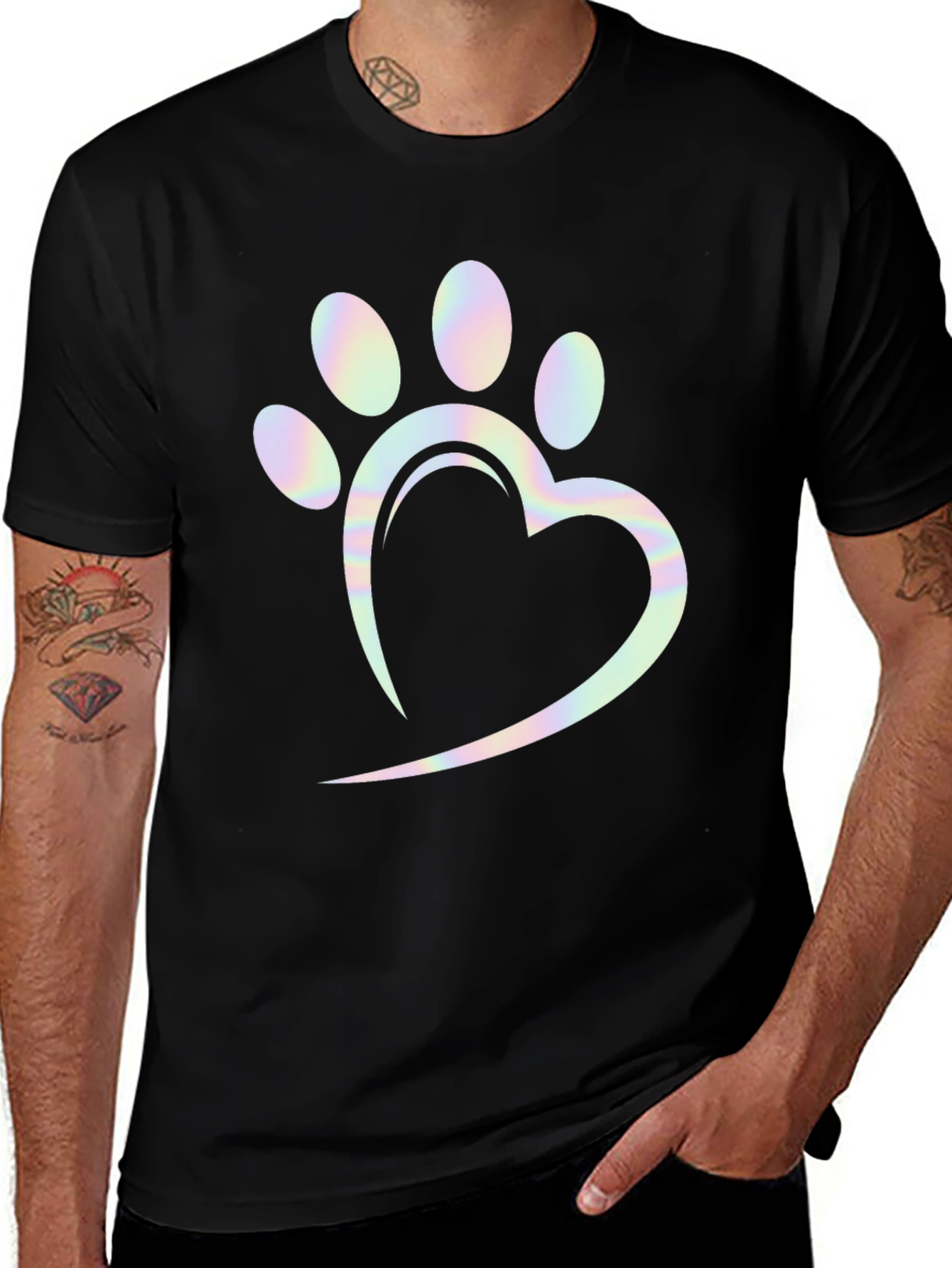 Paw Print Heart Graphic Tee - Trendy Casual Shirt