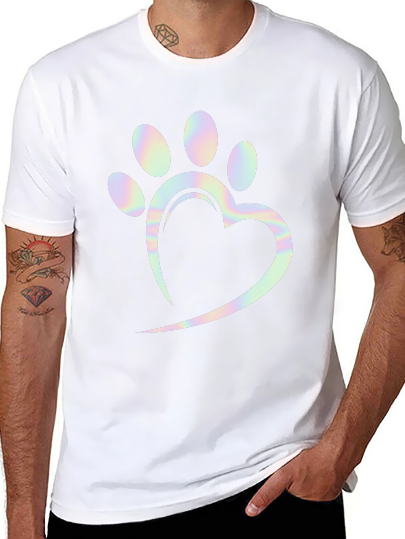 Paw Print Heart Graphic Tee - Trendy Casual Shirt