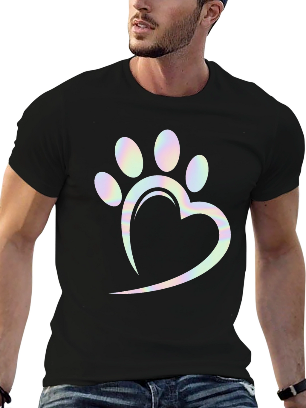 Paw Print Heart Graphic Tee - Trendy Casual Shirt
