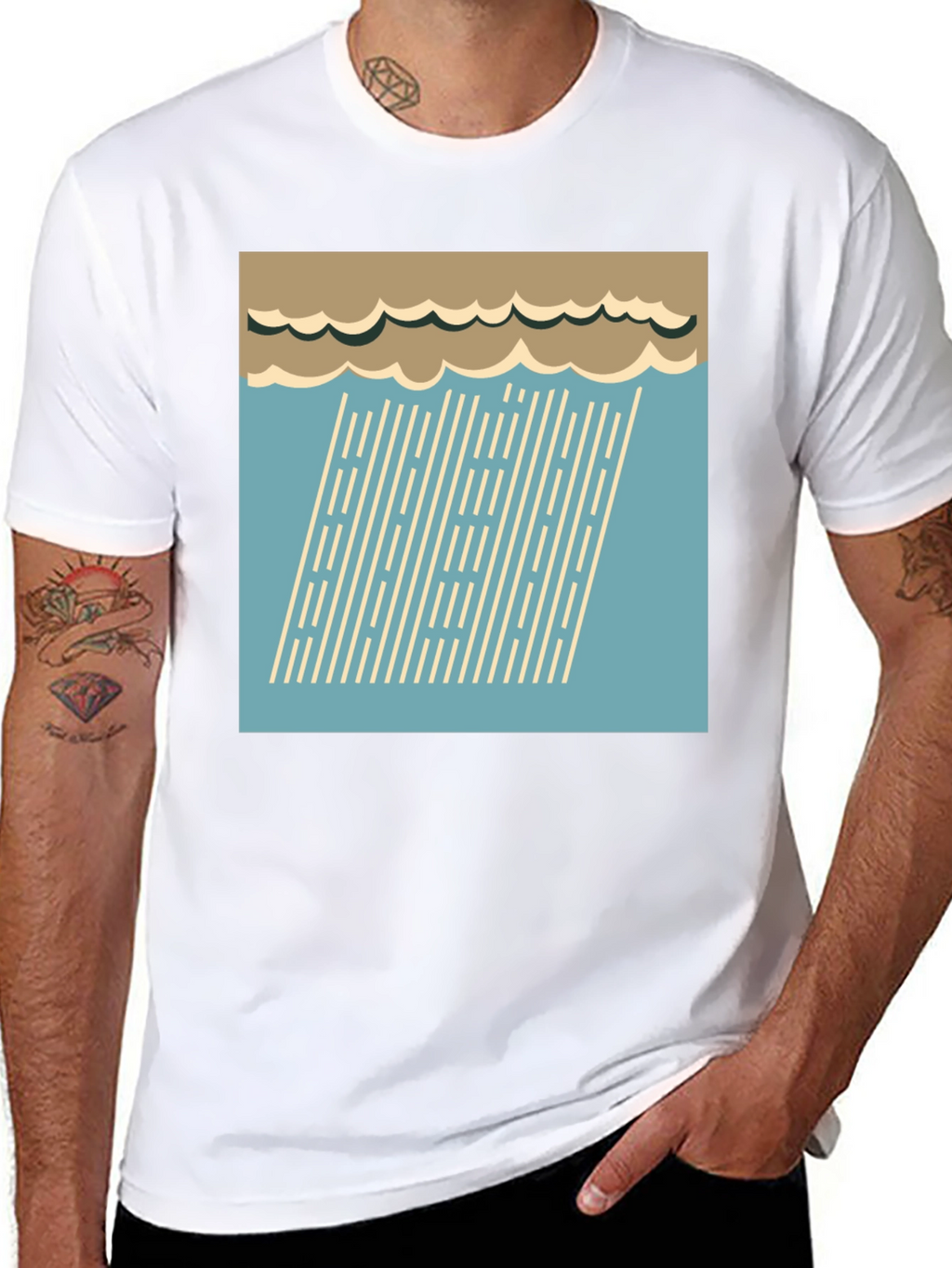Retro Rain Graphic Tee - Stylish Weather Shirt