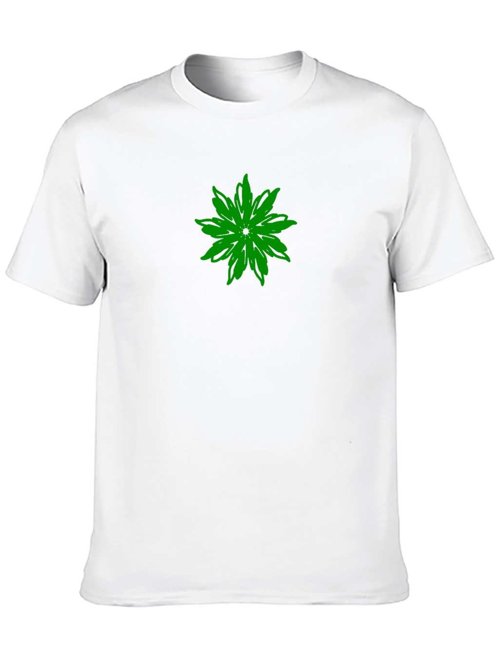 Green Flower Graphic Black T-Shirt